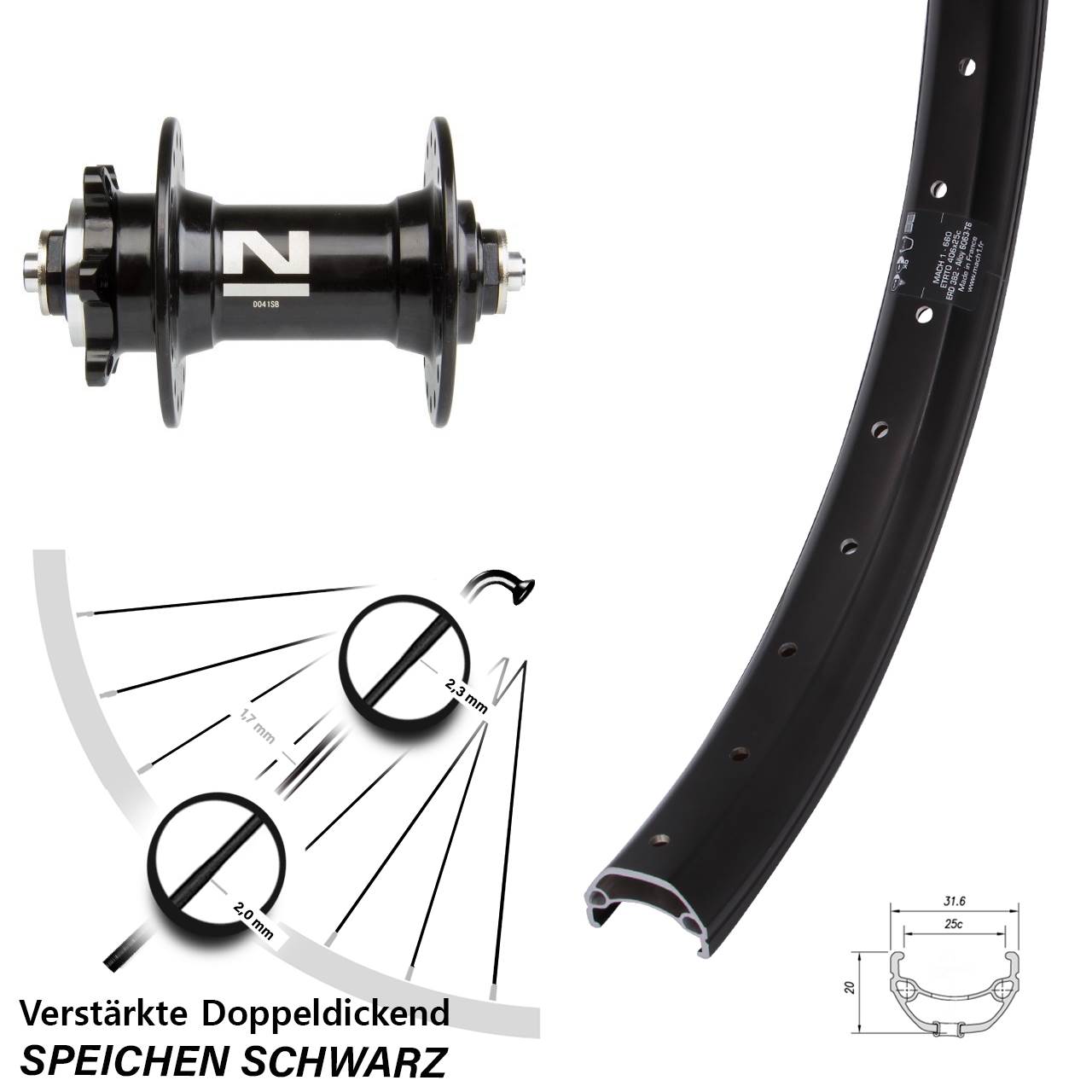 Mach1 Kargo Novatec D-041 20 Zoll Disc Laufrad QR