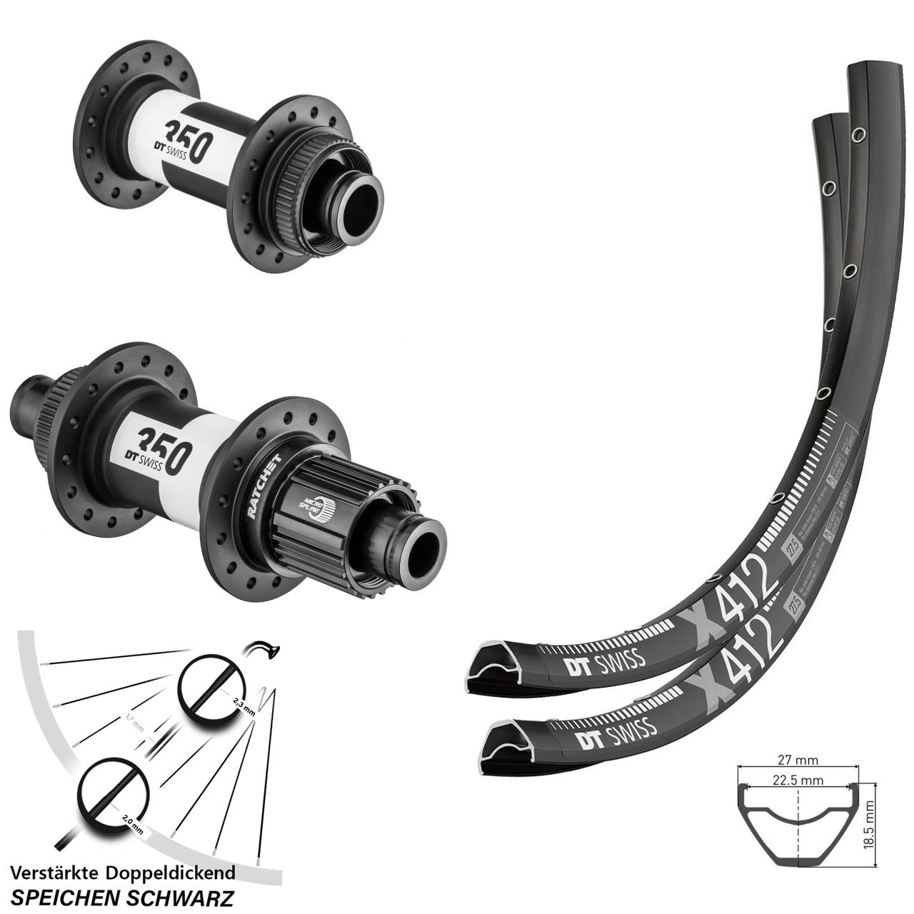 DT Swiss X412-350 29 Zoll Laufradsatz 15x100 12x142 Micro Spline