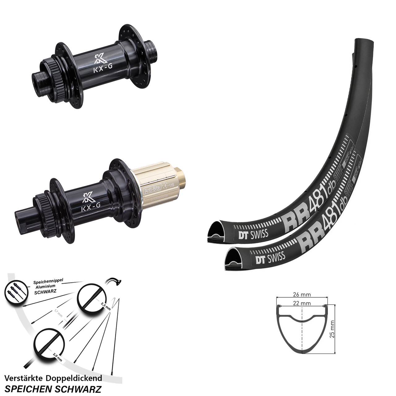 Centerlock Laufradsatz 28 Zoll DT Swiss RR 481 KX-G 8-12 fach 15x100 12x142