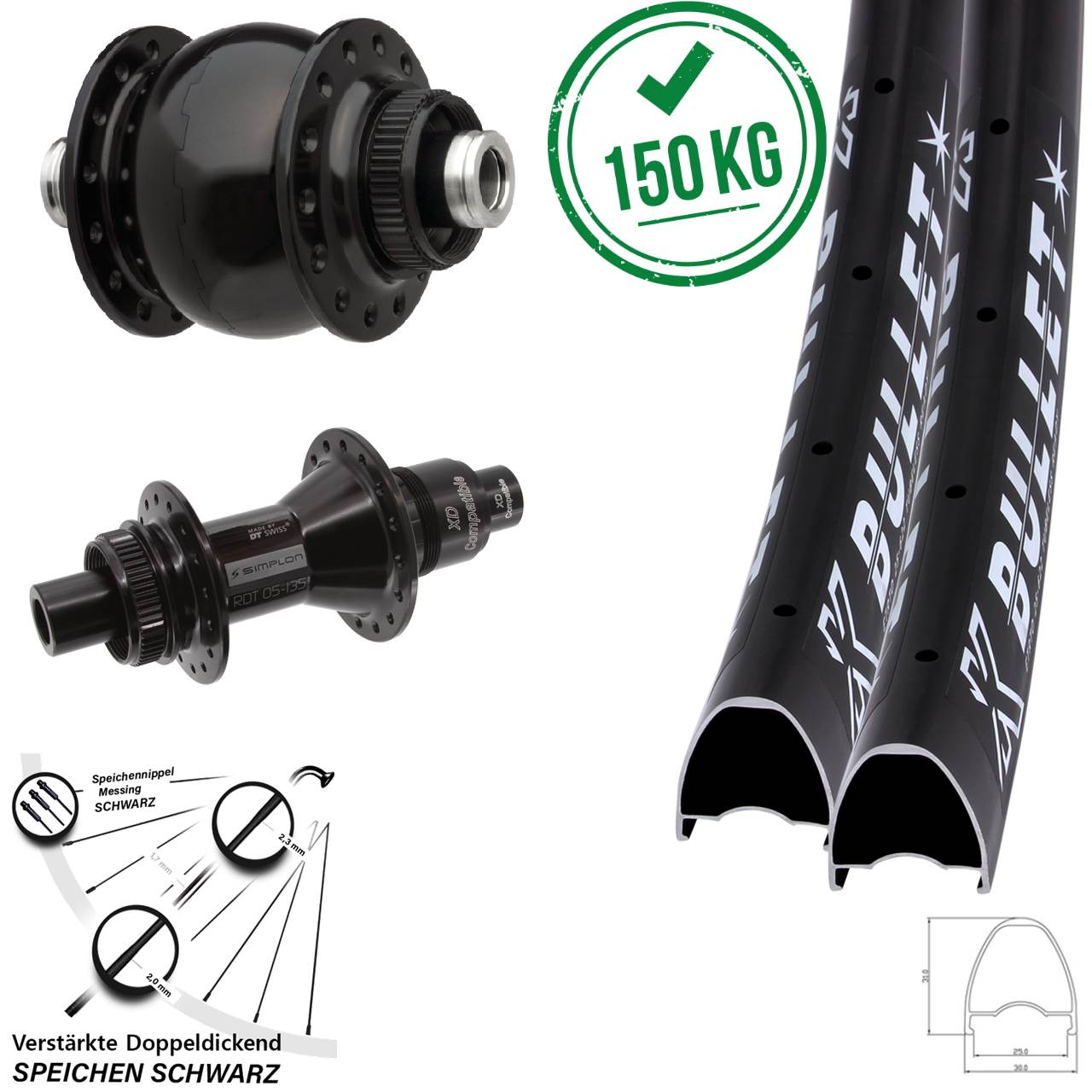 29 Zoll KX Bullet OS DT Swiss 370 SON 28 Disc Laufradsatz 12x100/142 SRAM XD