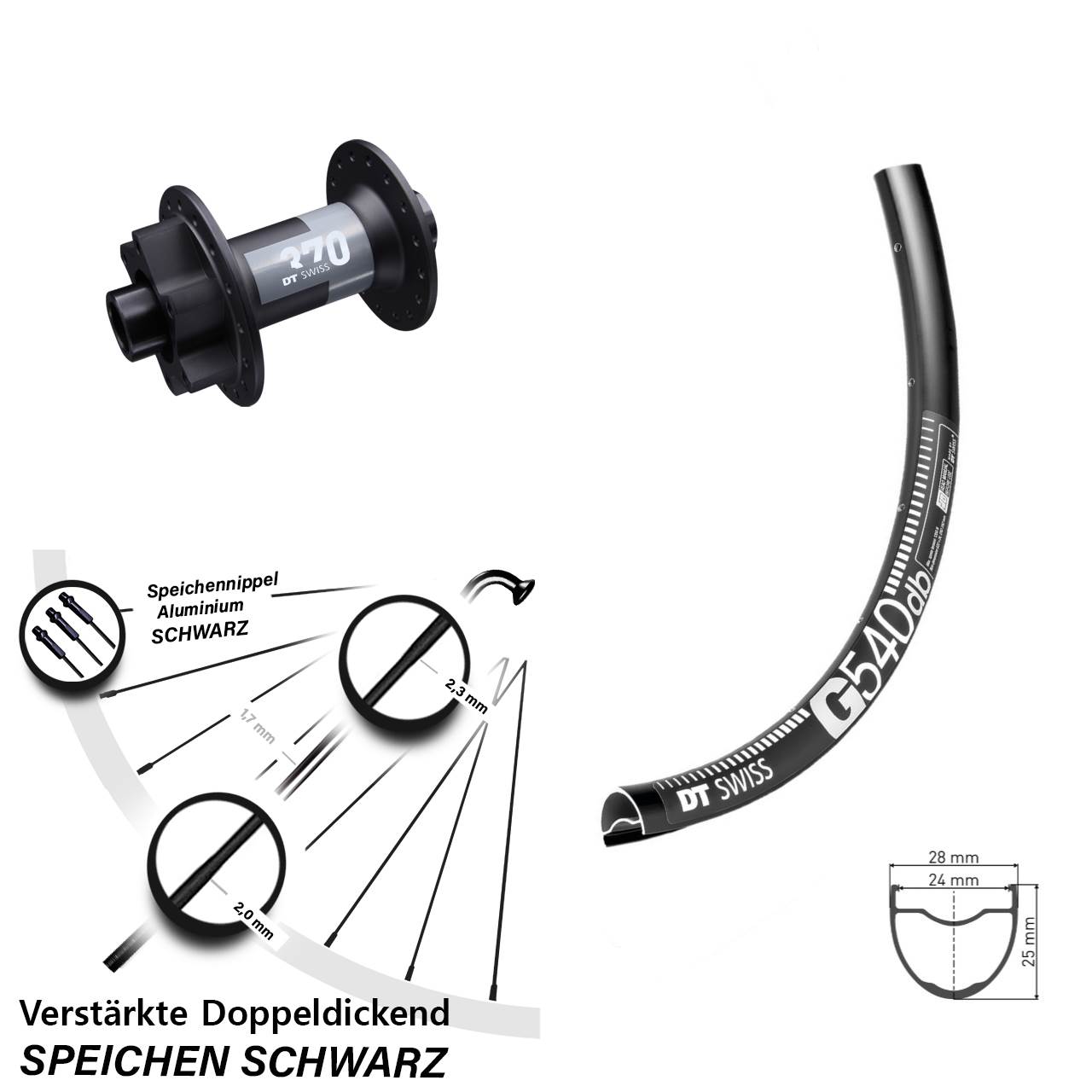 6-Loch Vorderrad 650B DT Swiss G540-370 12x100