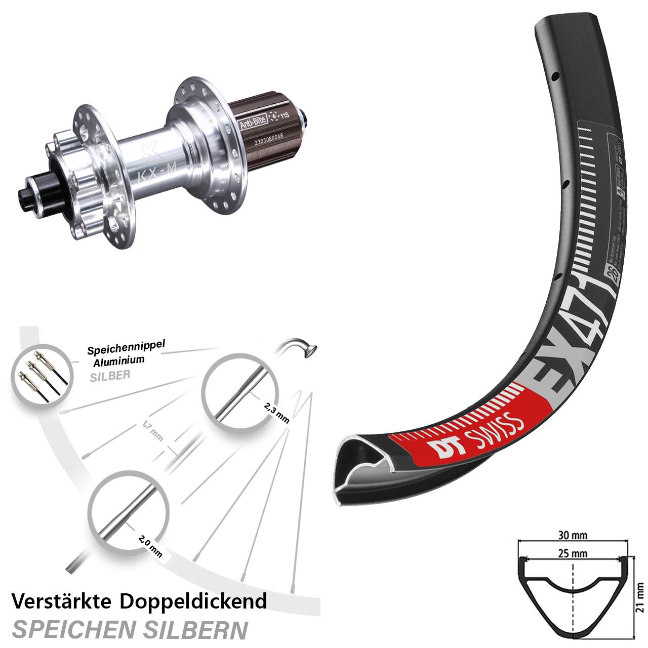 Disc Hinterrad QR 29 Zoll DT Swiss EX471 KX-M 8-12 fach HG
