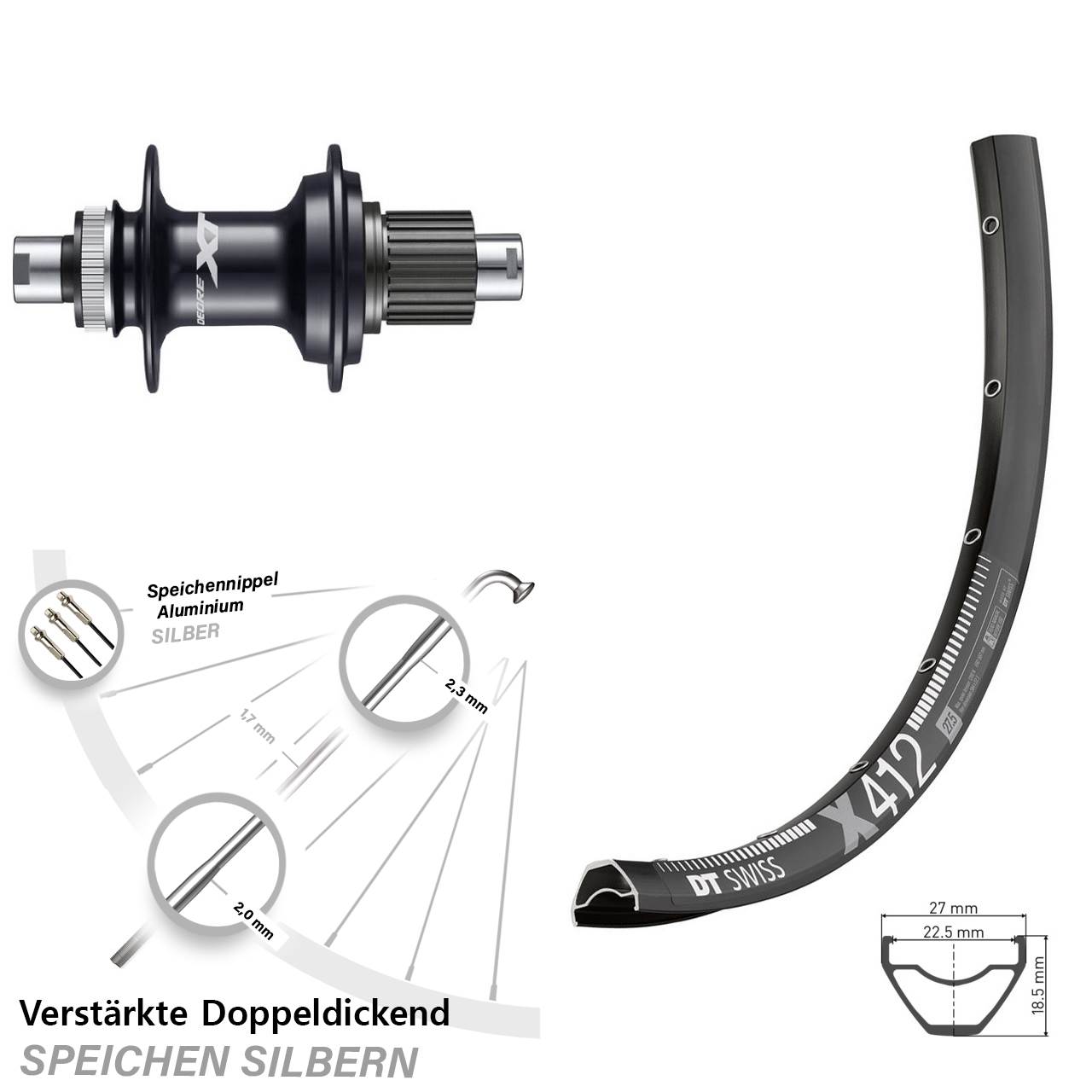 Centerlock 29 Zoll Hinterrad DT Swiss X 412 Shimano Deore XT FH-M8110 Micro Spline 12x142