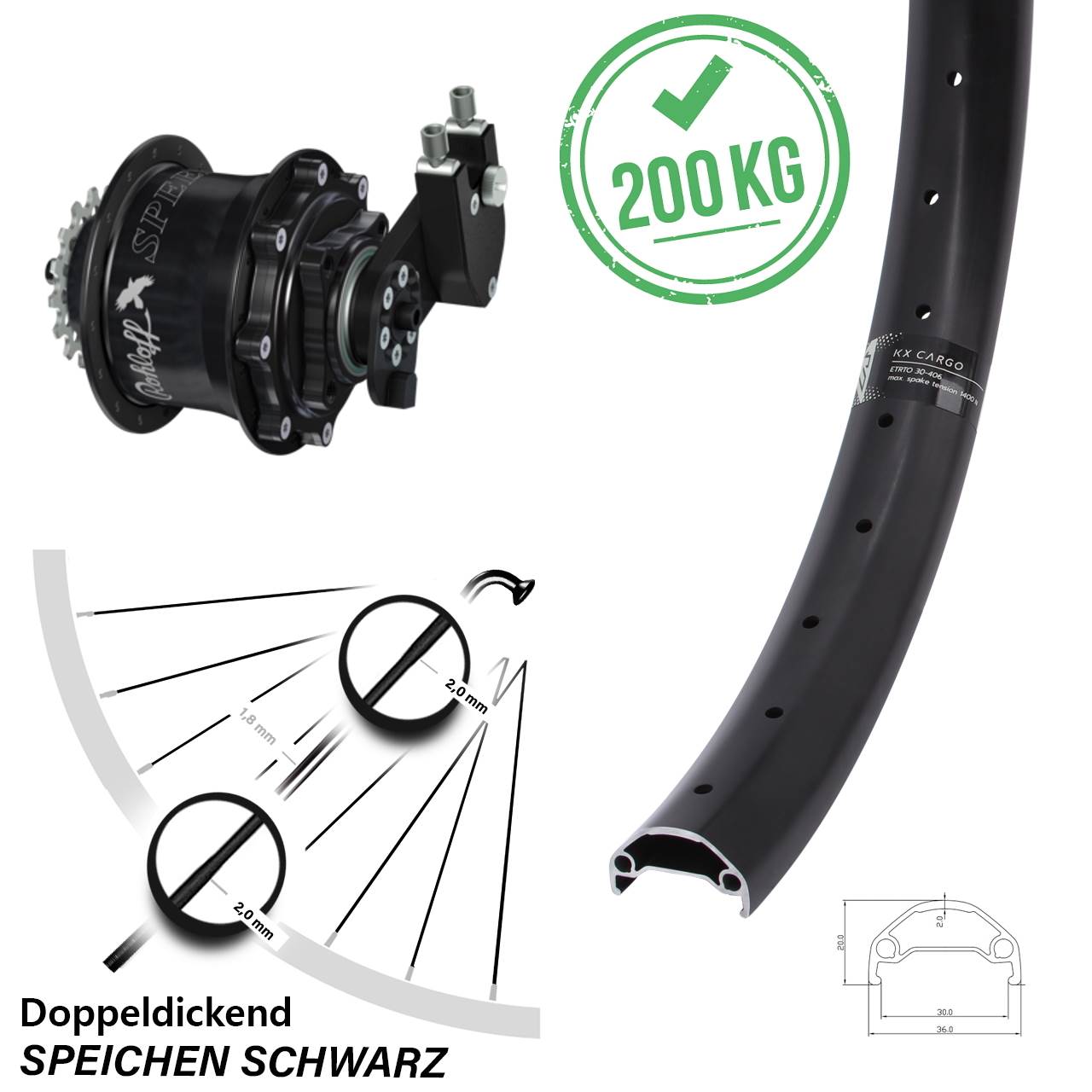 29 Zoll KX Cargo Rohloff Speedhub 500/14 CC OEM Disc Hinterrad