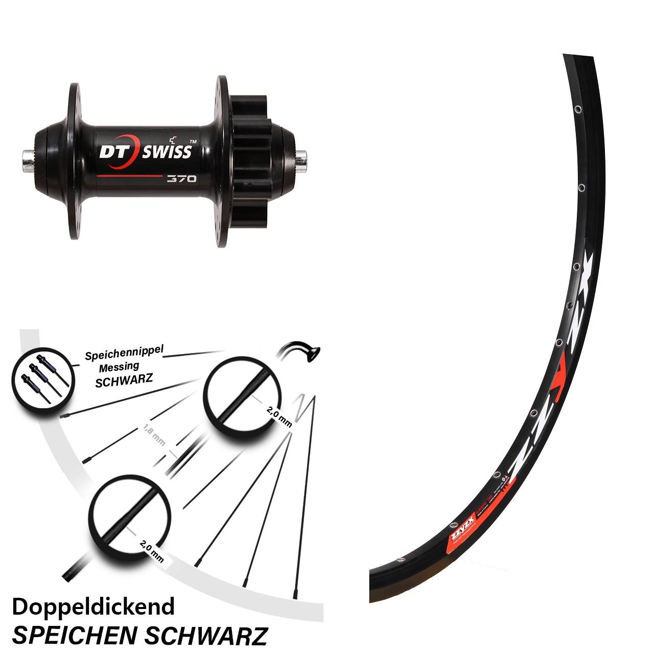 Disc Laufrad 26 Zoll Mach1 DT Swiss 370 für Schnellspanner
