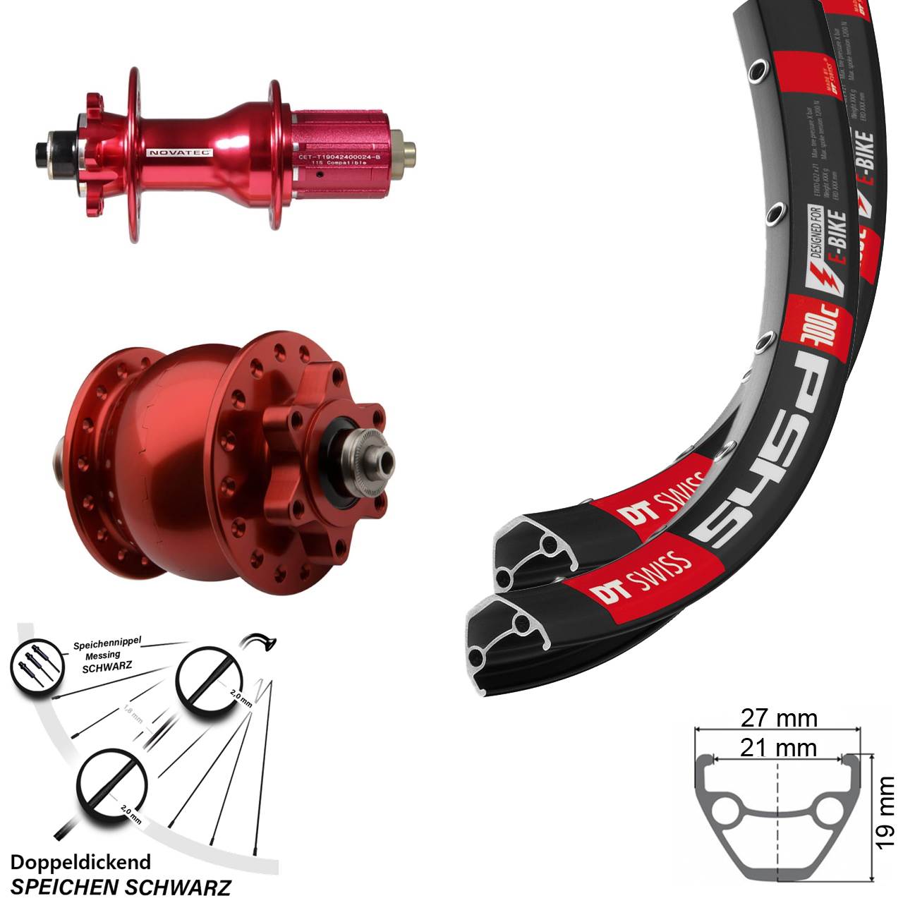 Laufradsatz 29 Zoll DT Swiss 545 Novatec D792SB Disc 6-Loch SON 28 8-12 fach QR