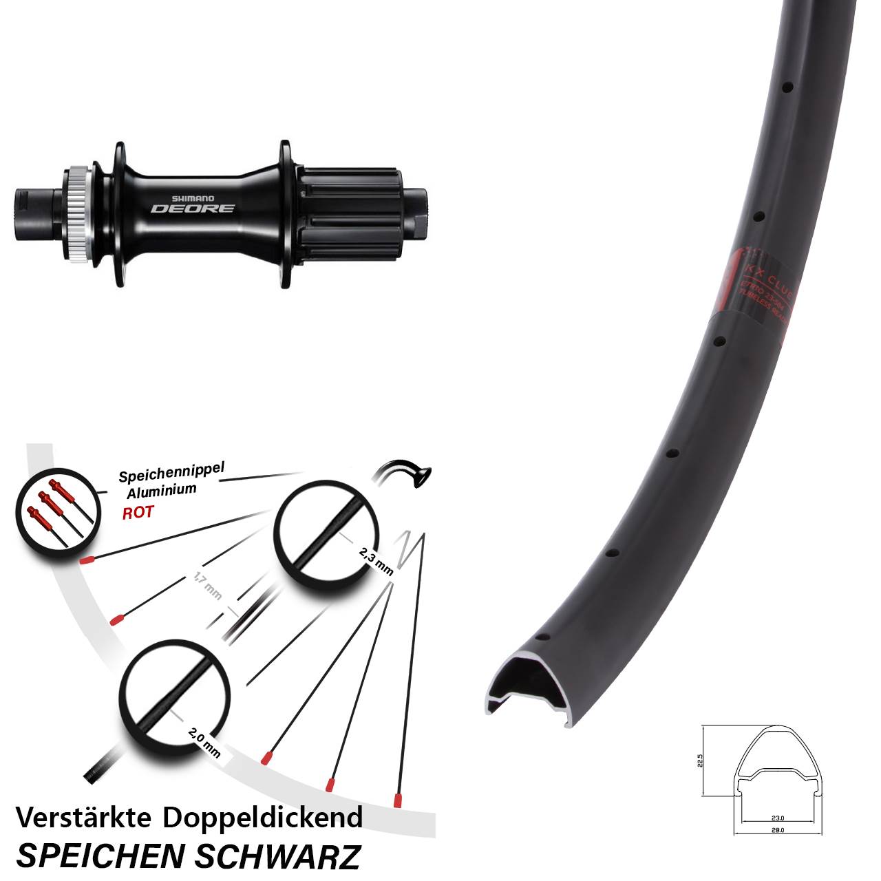 KX Clue Shimano Deore 28-29 Zoll Disc Hinterrad 12x148 8-11 fach HG