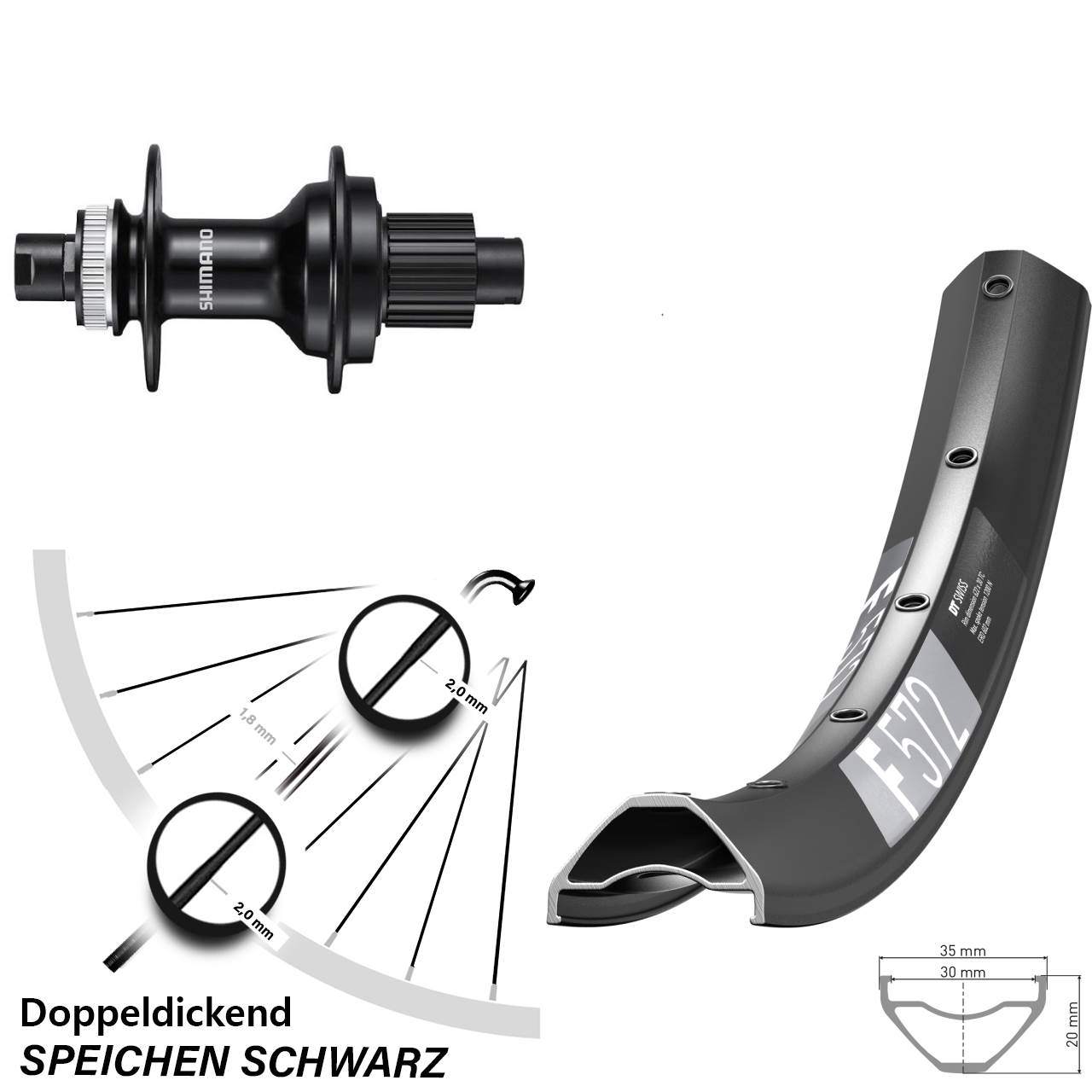 Disc Laufrad 12x142 27,5 Zoll DT Swiss F572 Shimano FH-MT510 Micro Spline