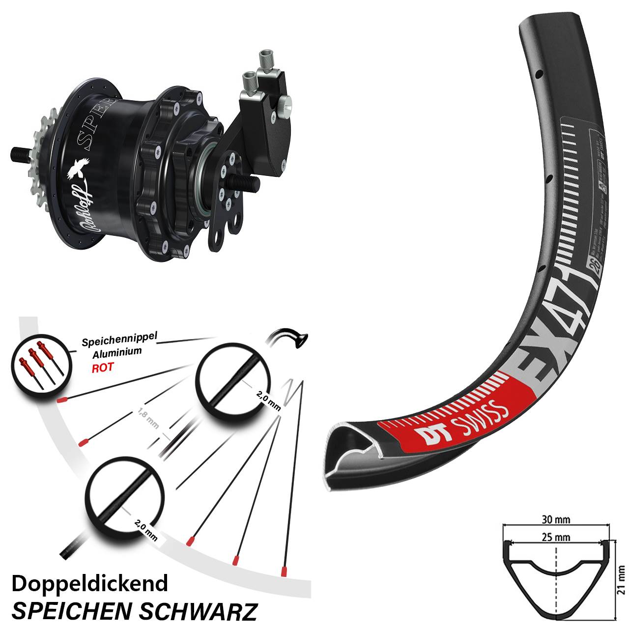 26 Zoll DT Swiss EX471 Rohloff Speedhub TS DB schwarz
