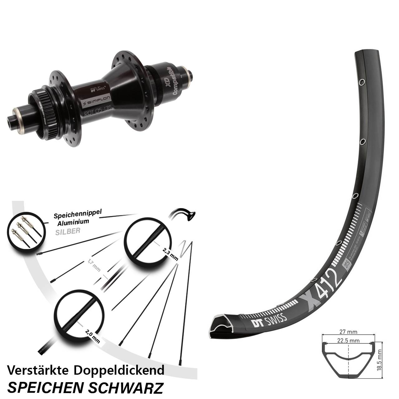 Disc Laufrad 29 Zoll DT Swiss X 412-370 SRAM XD für Schnellspanner