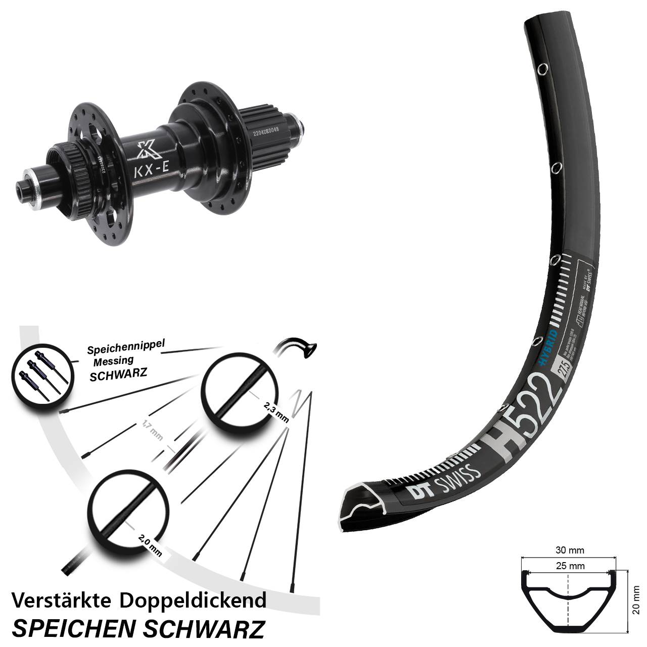 Centerlock Hinterrad 28 Zoll DT Swiss H 522 KX-E Heavy Duty Shimano Micro Spline QR Boost