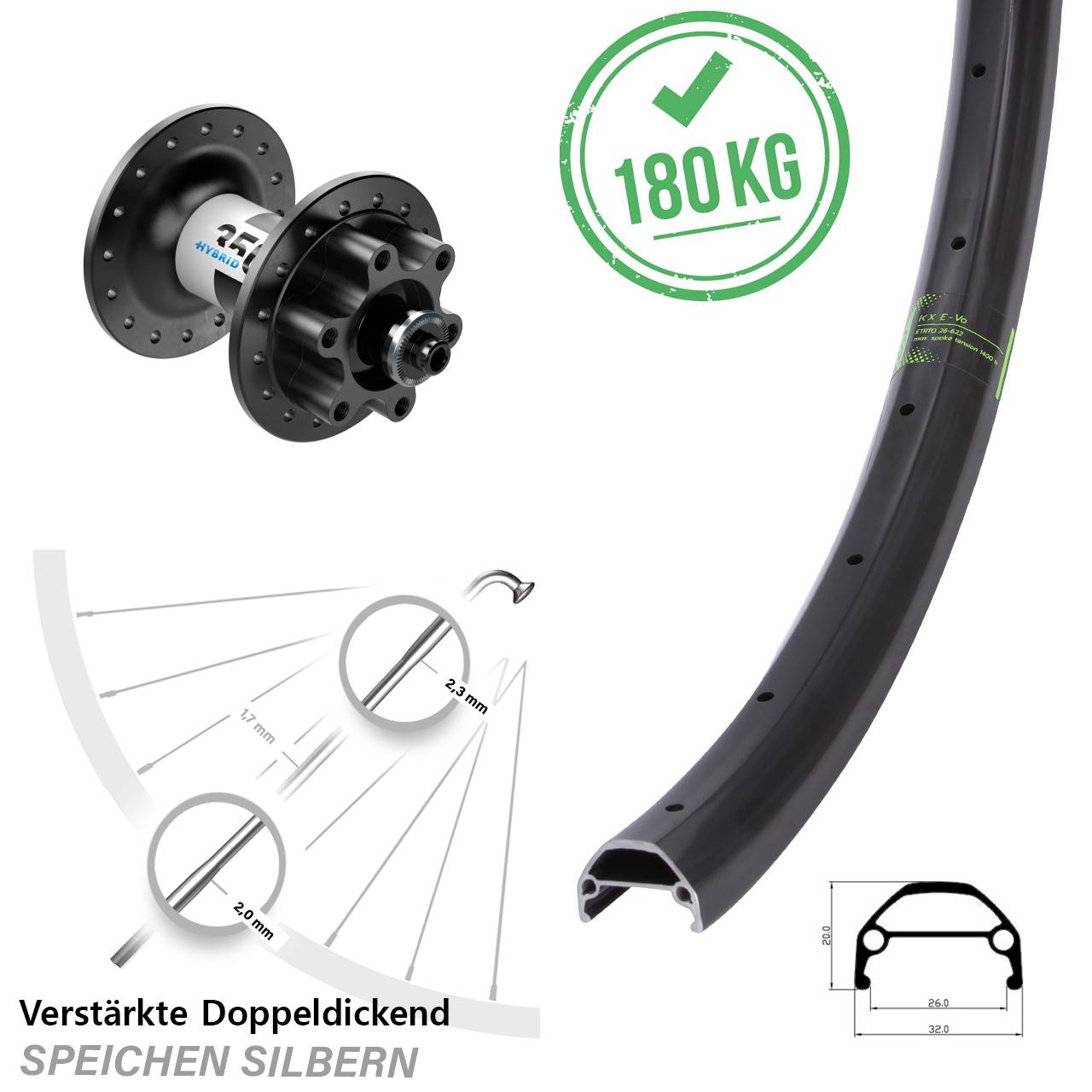 Disc Vorderrad 28-29 Zoll KX Evo DT Swiss 350 Hybrid QR