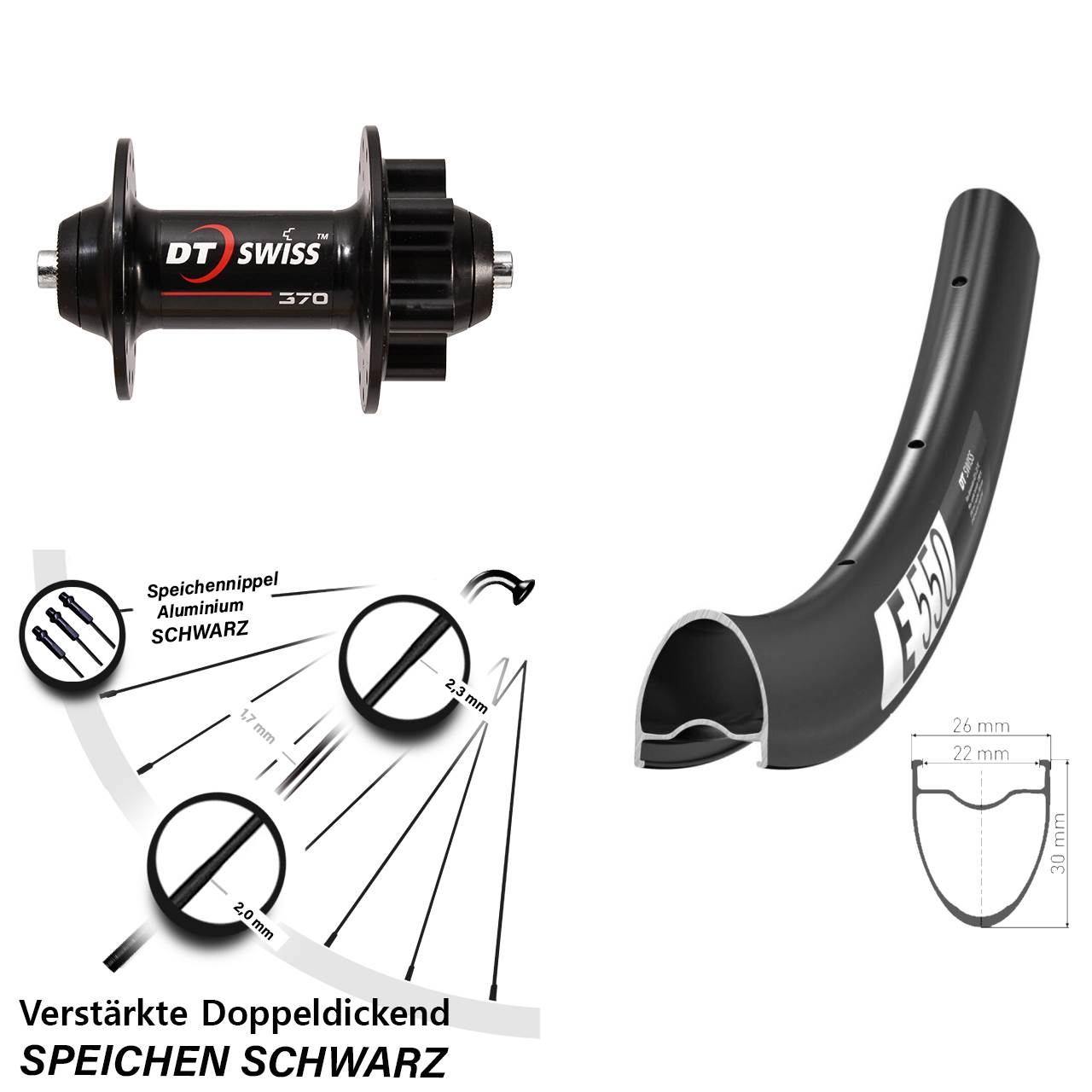 Disc Laufrad 28 Zoll E550 DT Swiss 370 QR
