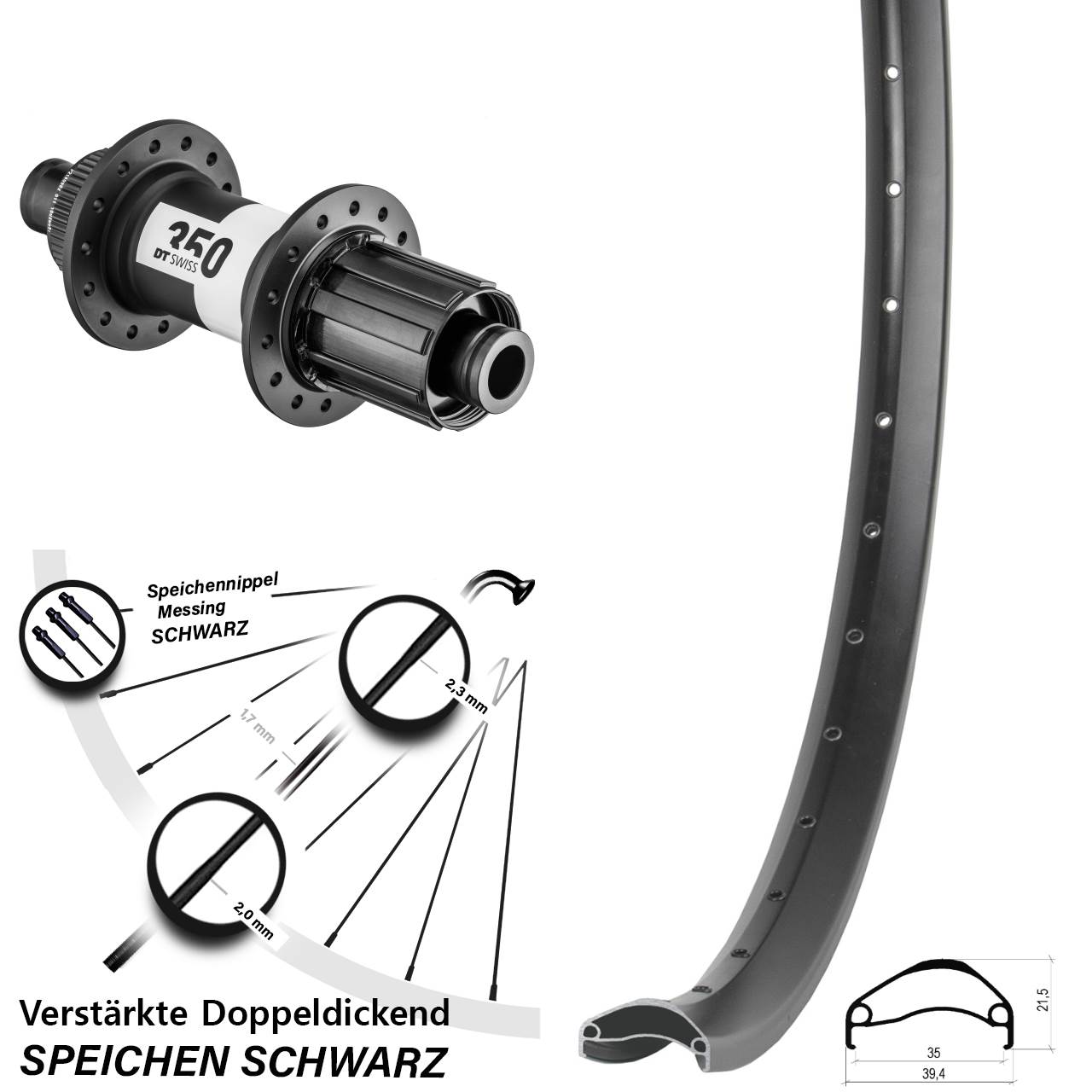 27,5 Zoll Ambrosio E35 DT Swiss 350 Centerlock Hinterrad 12x148 8-11 fach