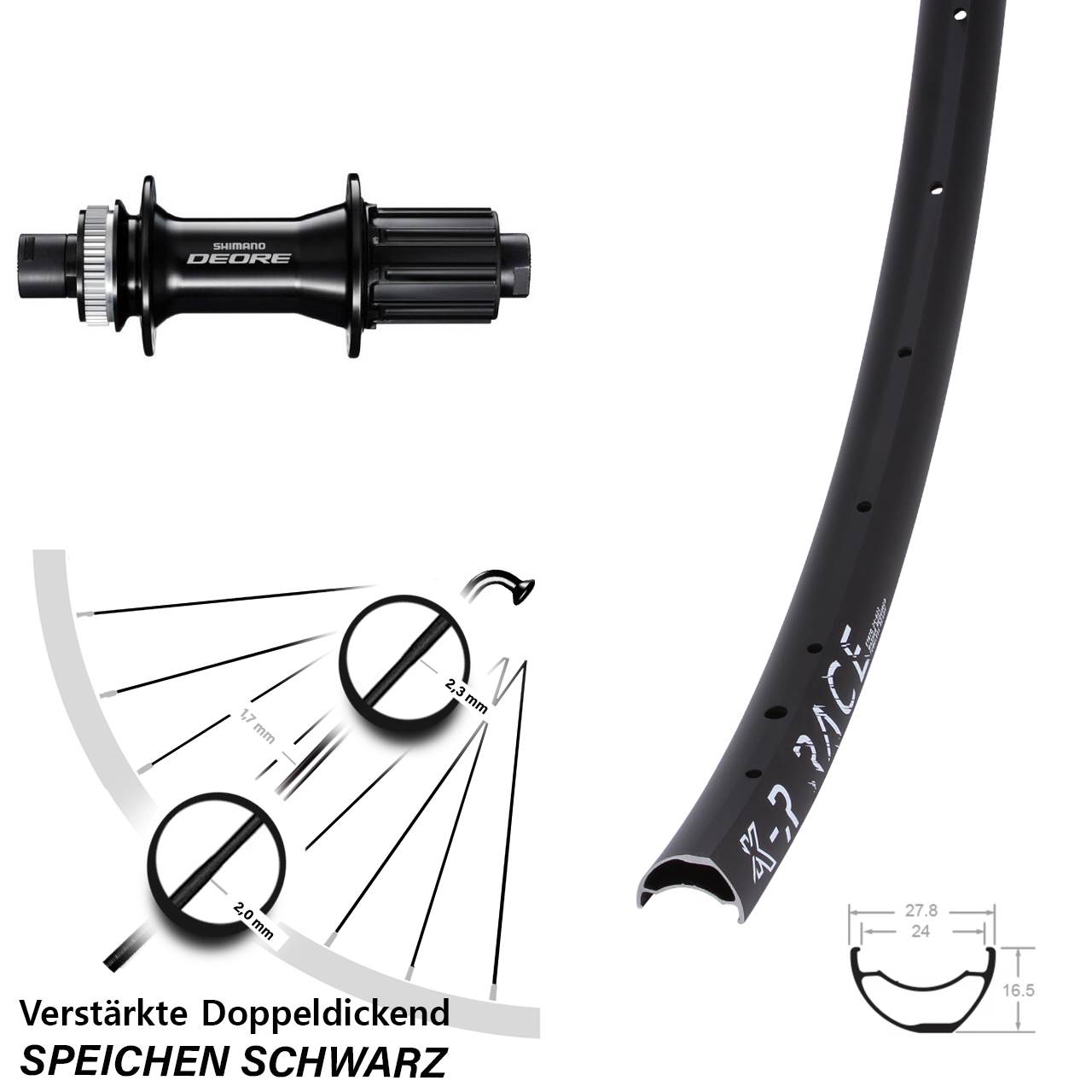 Disc Hinterrad 12x148 28-29 Zoll KX-R Race Shimano Deore 8-11 fach