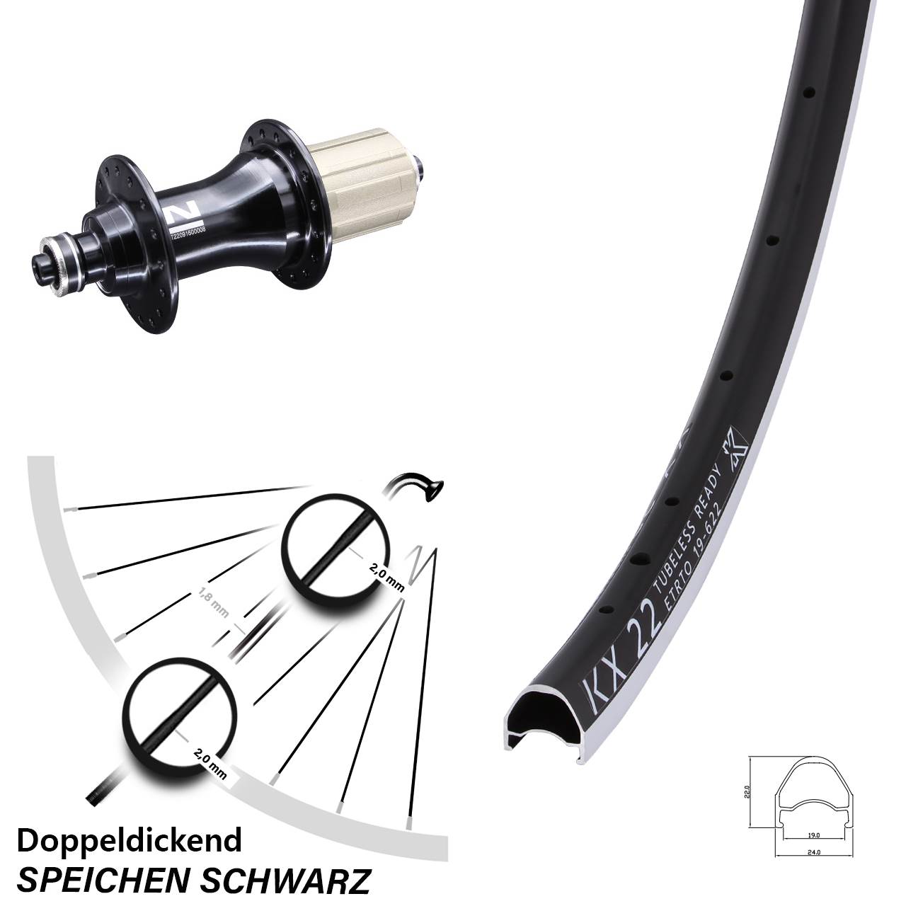 Laufrad hinten 28 Zoll KX 22 Novatec F162 8-12 fach HG QR