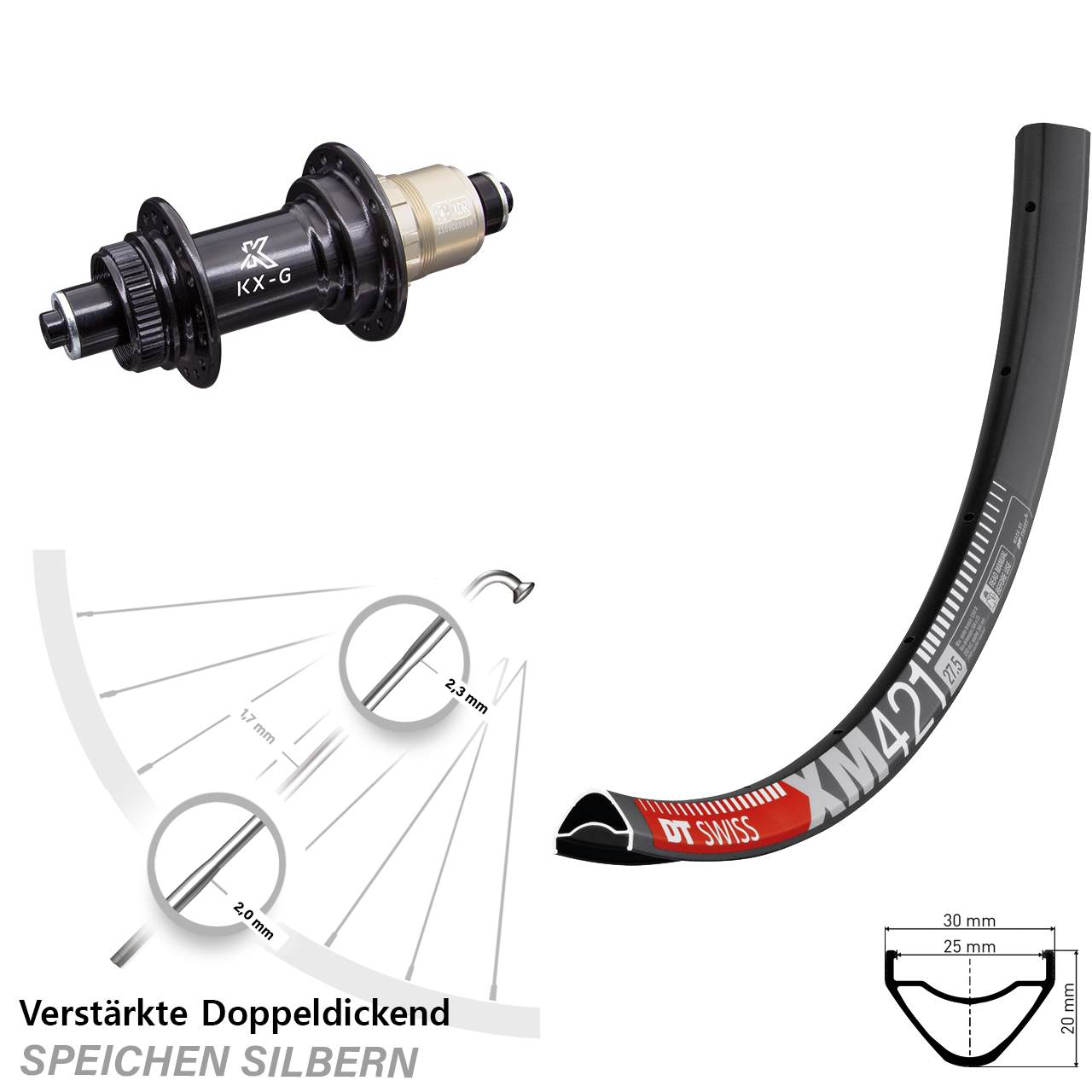 Hinterrad Centerlock für Schnellspanner 29 Zoll DT Swiss XM 421 KX-G XDR