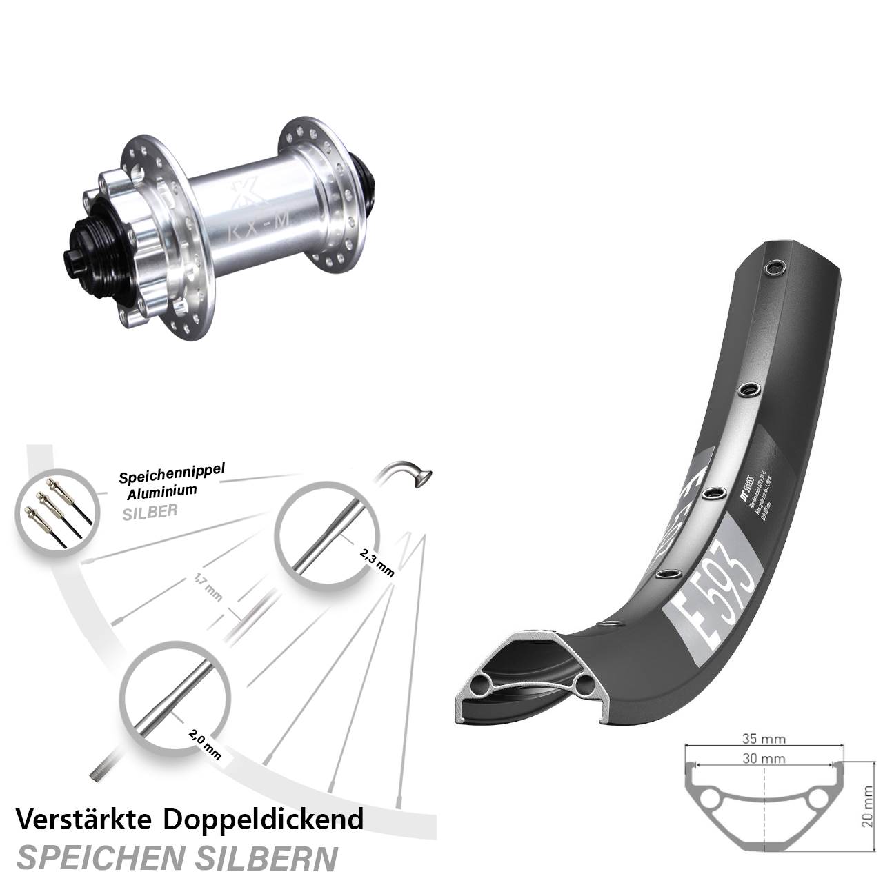 Disc Vorderrad 29 Zoll DT Swiss E 593 KX-M QR