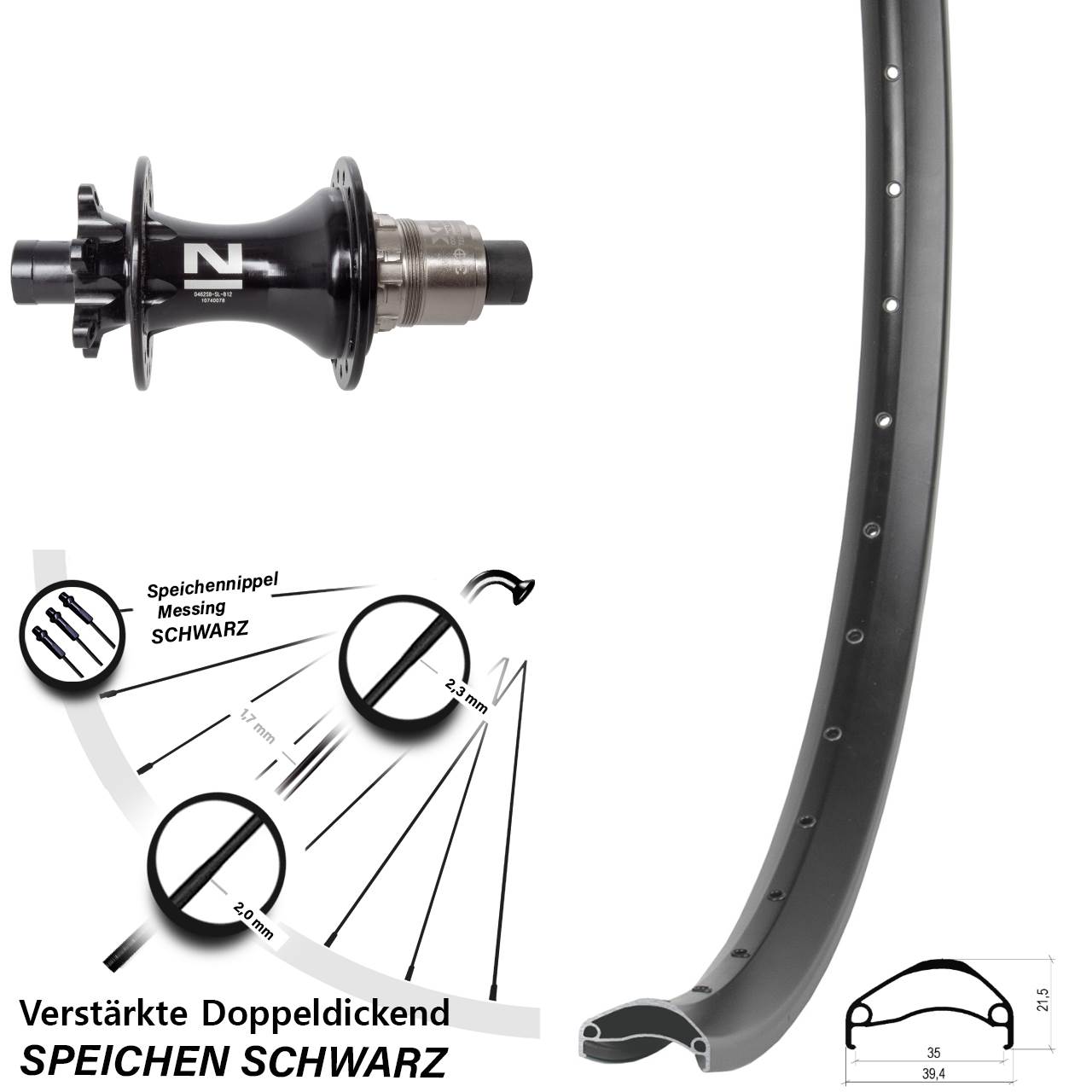 29 Zoll Ambrosio E35 Novatec D462 6-Loch Hinterrad 12x148 XD