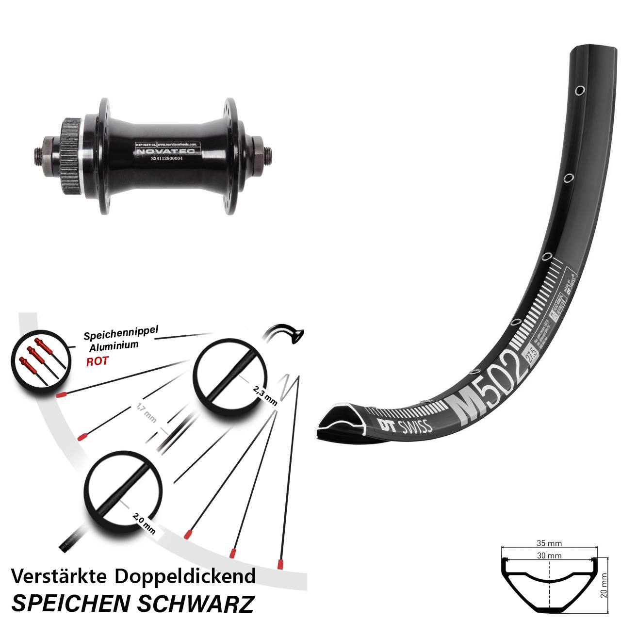 Disc Laufrad QR 29 Zoll DT Swiss M502 Novatec D471