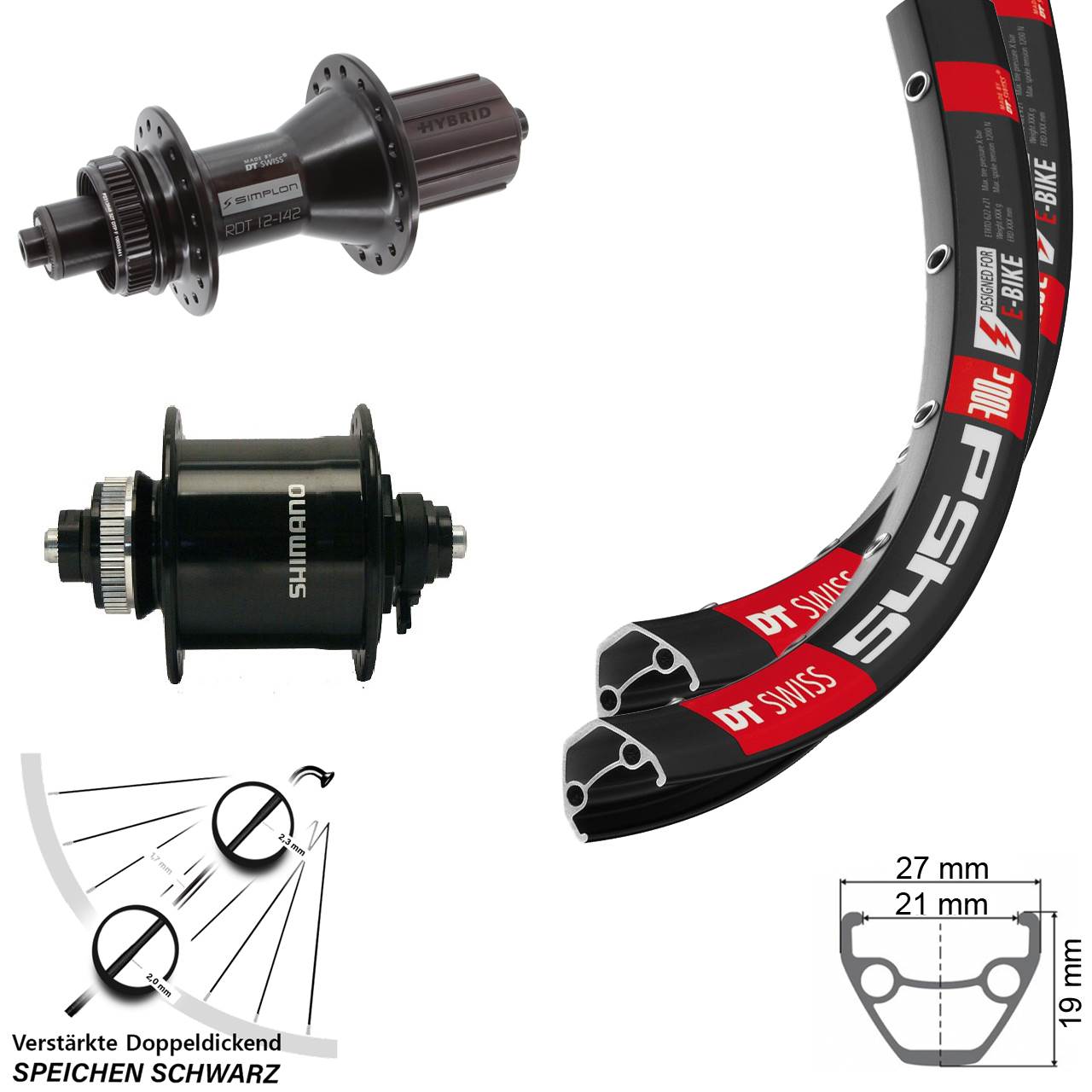 Disc Laufradsatz 28-29 Zoll DT Swiss 545-370 Hybrid Shimano DH-UR700-3D 8-11 fach HG QR