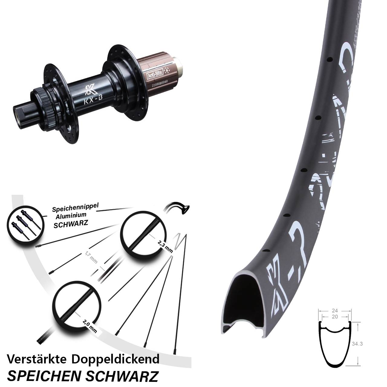 KX-R Road Boost Hinterrad 28 Zoll Bikepacking 12x148 mm Shimano 11-12 fach