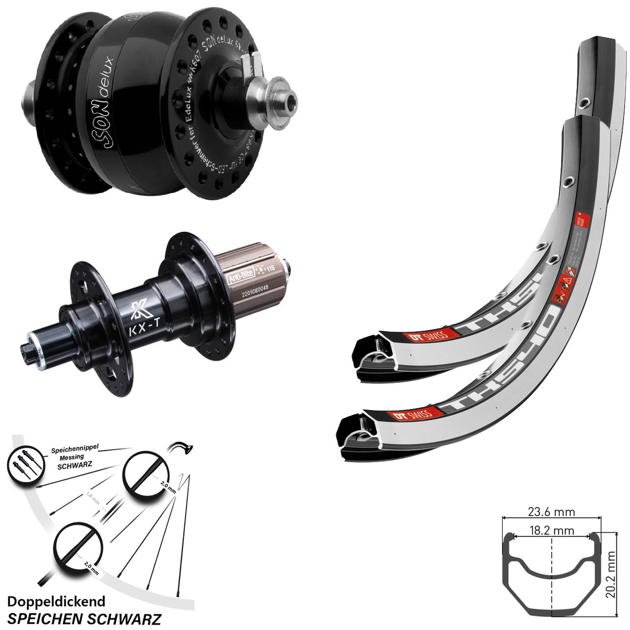 28 Zoll DT Swiss TK 540 KX-T SONdelux Laufradsatz QR 8-11 fach