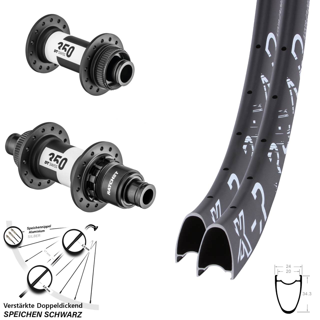 Disc Laufrad-Satz 28-29 Zoll KX-R Road DT Swiss 350 XDR 11-12 fach 15x100 12x142