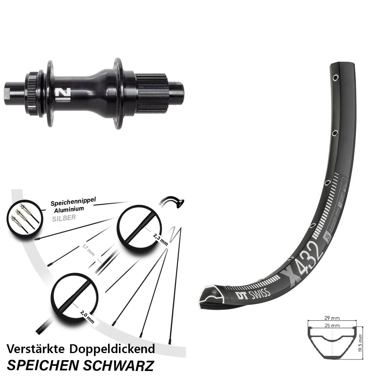 Disc Hinterrad 29 Zoll DT Swiss X 432 Novatec D792SB Shimano Micro Spline 12x142