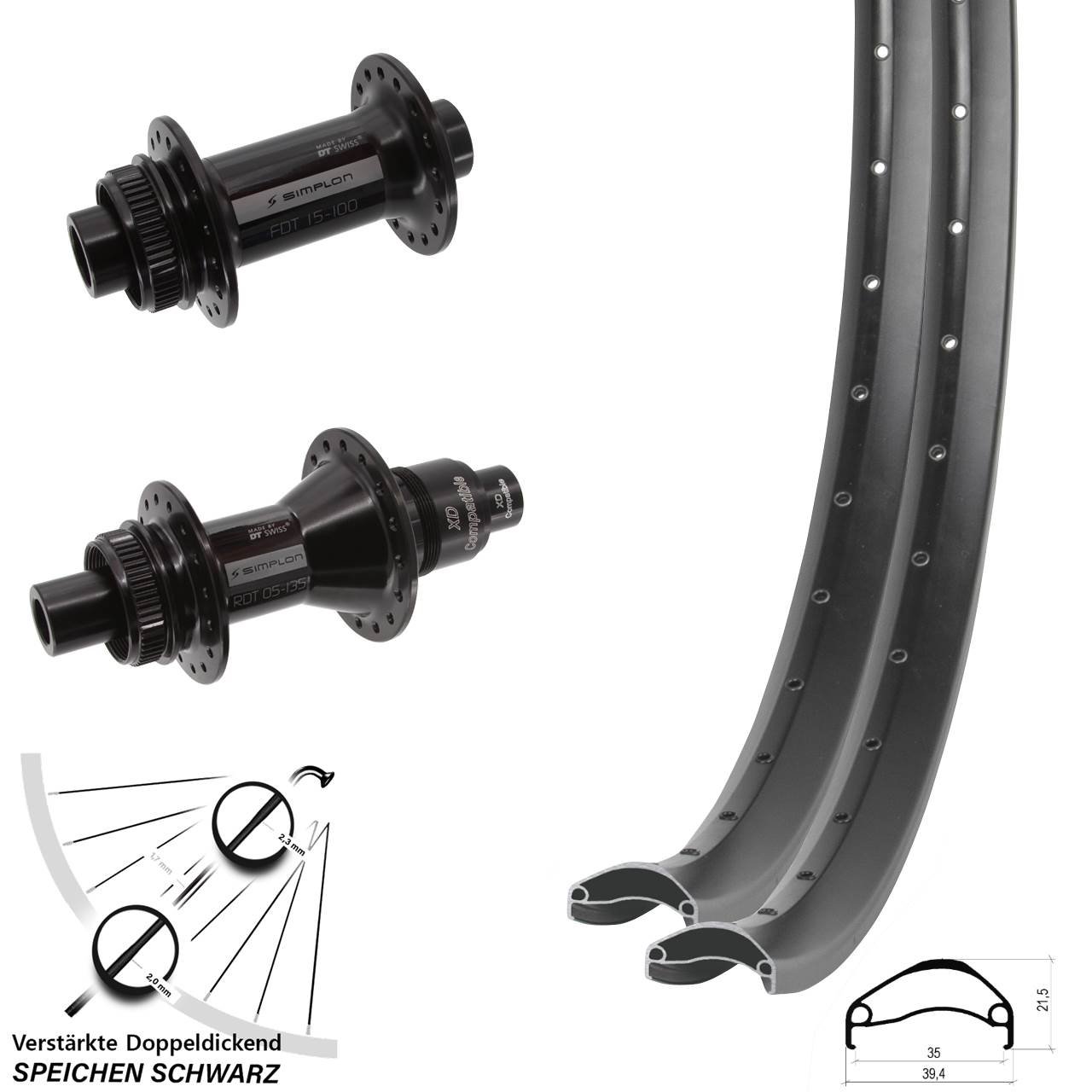 Disc Laufrad-Satz 29 Zoll Ambrosio E35 DT Swiss 370 XD 15x100 12x142