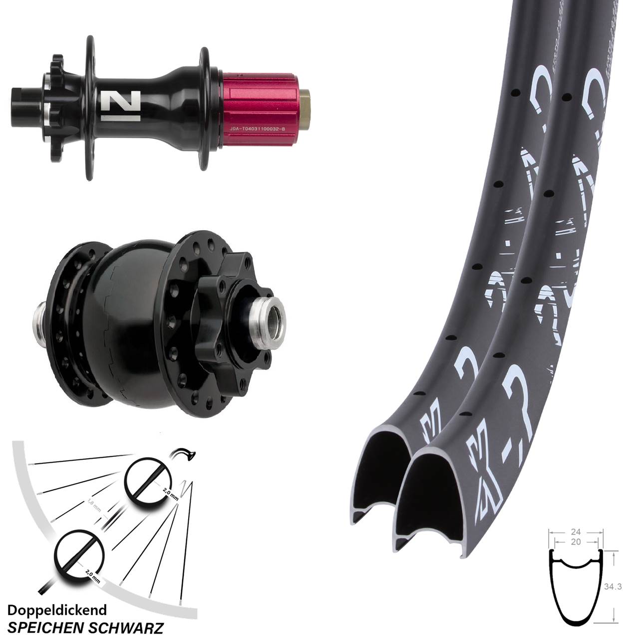 KX-R Road Novatec D792 SON 28 Disc 6-Loch 29 Zoll Laufradsatz 12x100/142 8-12 fach HG