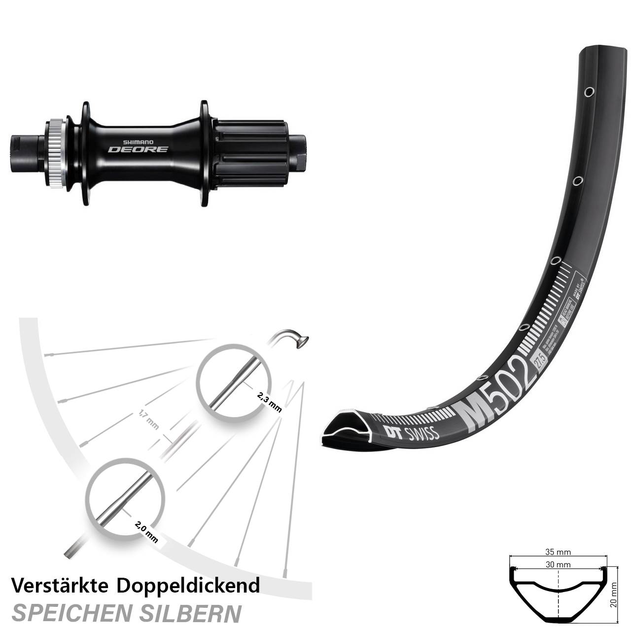 DT Swiss M502 Shimano Deore FH-M6010-B 29 Zoll Disc Hinterrad 12x148 8-11 fach