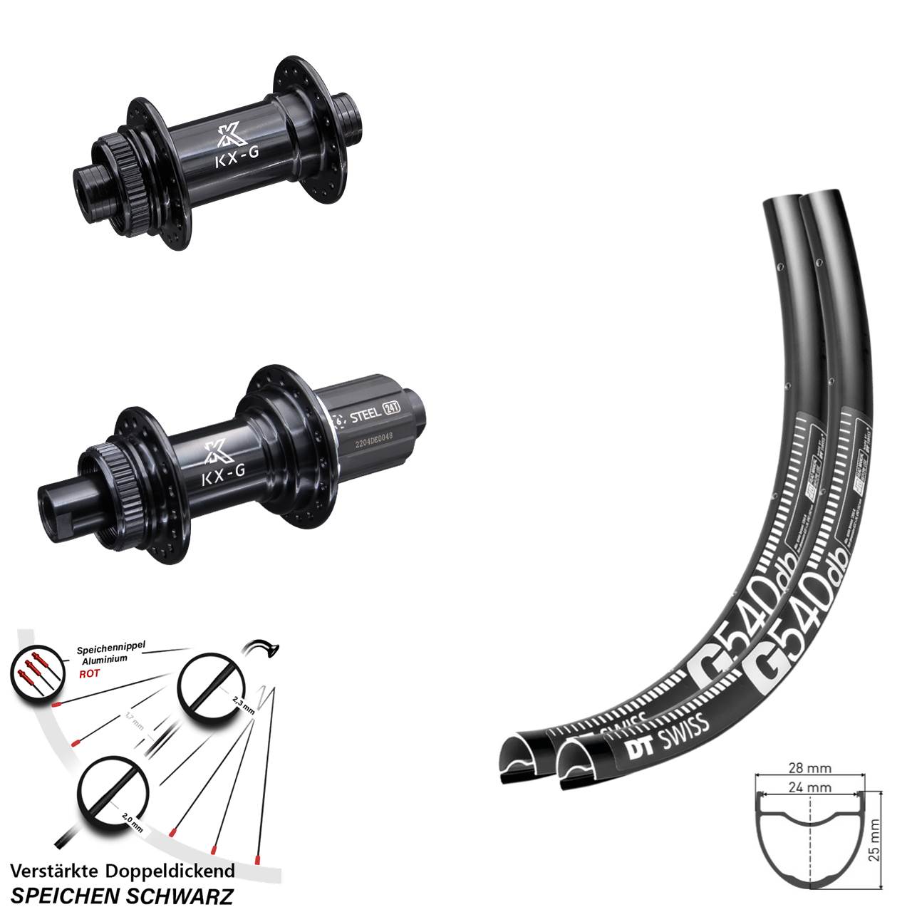 Disc Laufradsatz 29 Zoll DT Swiss G540 KX-GS verstärkt 8-12 fach HG 15x100 12x142
