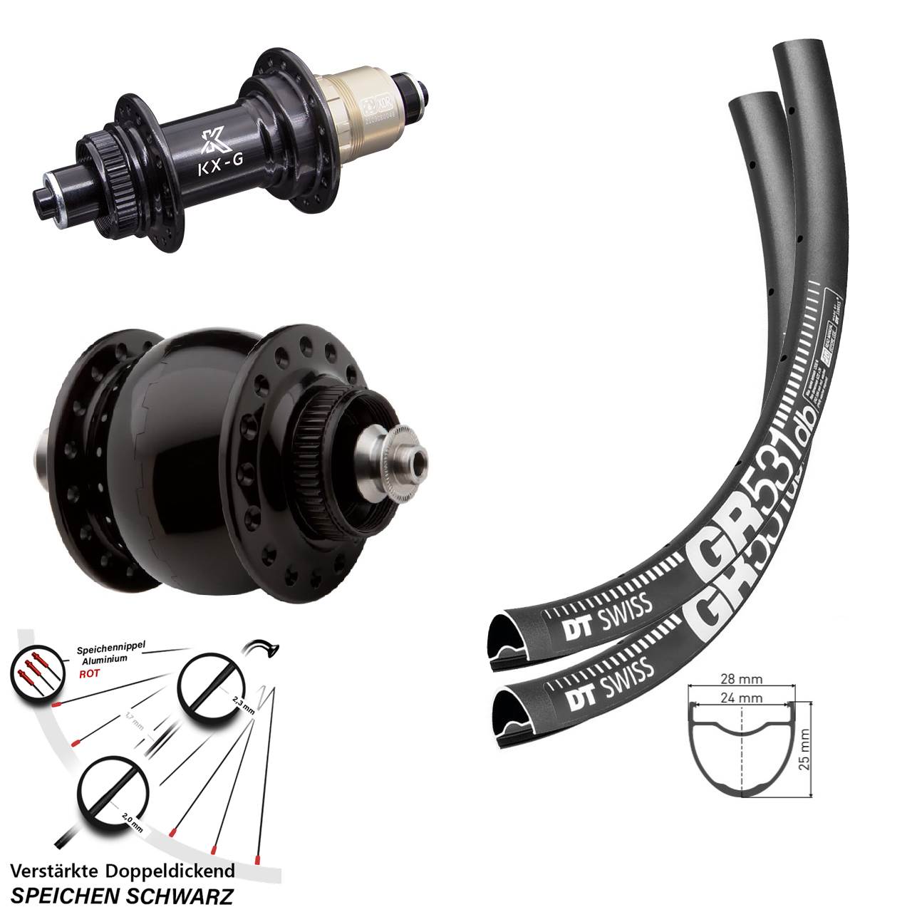 650B DT Swiss GR531 KX-G SONdelux Laufrad-Satz Centerlock für Schnellspanner SRAM XDR