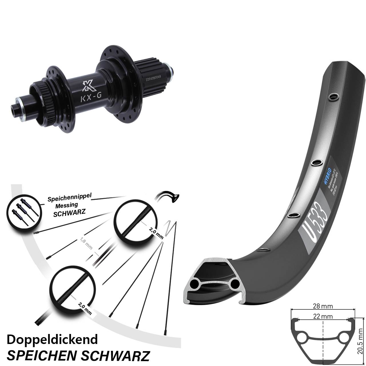 Disc Hinterrad 27,5 Zoll DT Swiss U 533 KX-GS HD Micro Spline QR