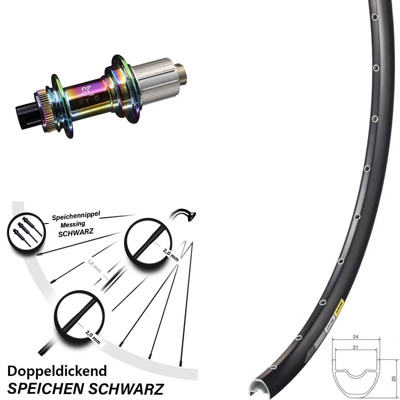 28 Zoll Hinterrad Mavic XC621 KX-G 8-12 fach 12x142