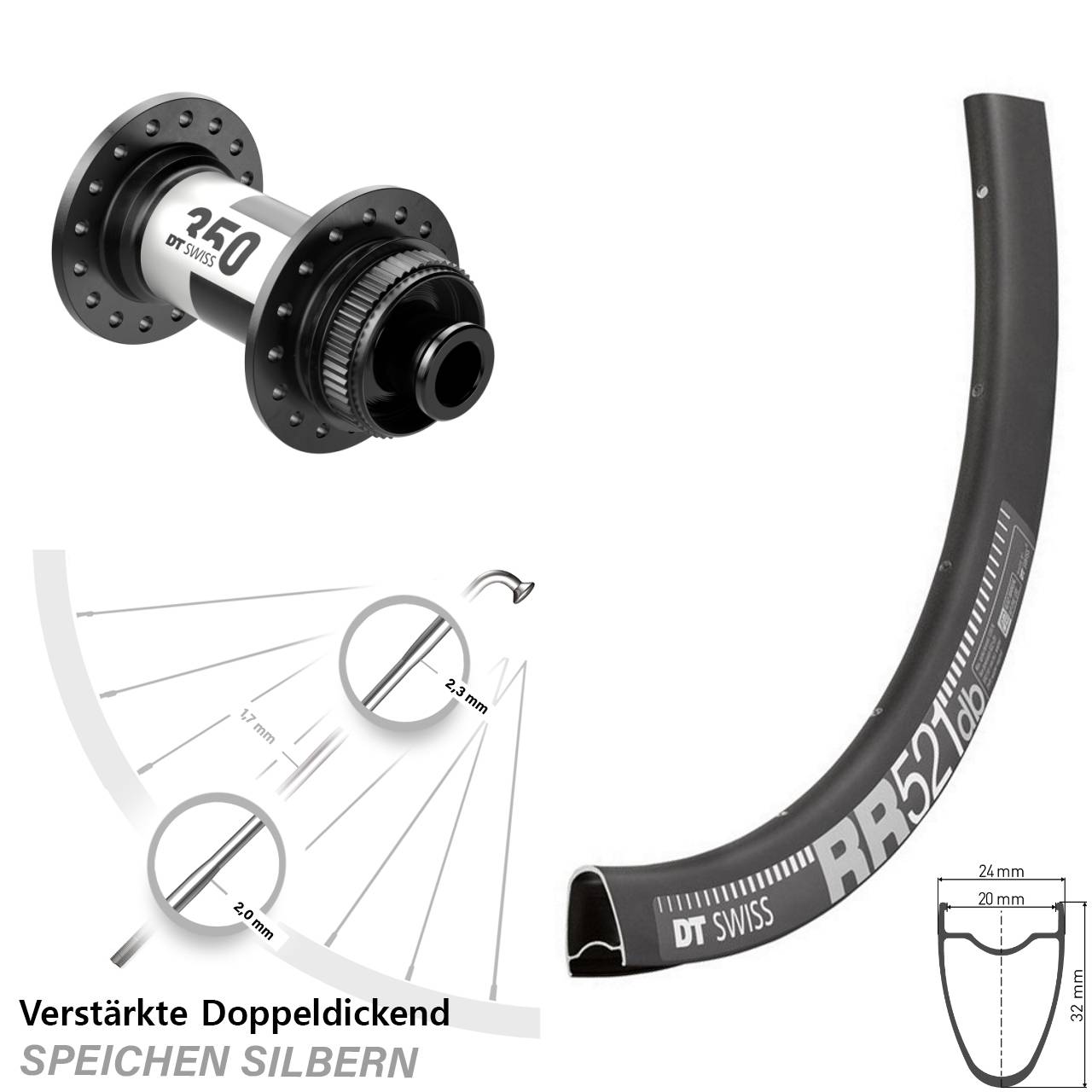 Vorderrad 12x100 28 Zoll DT Swiss RR 521-350 Road