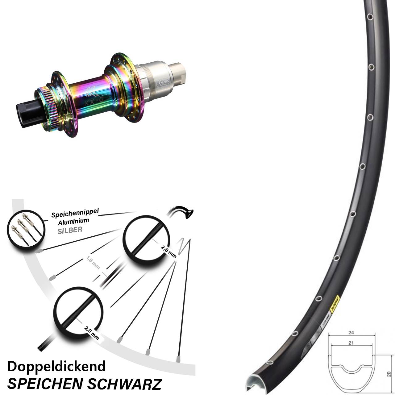 Disc Laufrad 12x142 28-29 Zoll Mavic XC 621 KX-G Oilslick