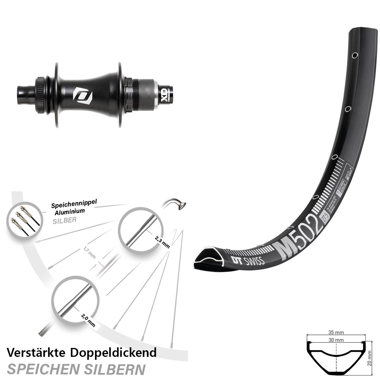 Hinterrad Centerlock 29 Zoll DT Swiss M502 Syncros SRAM XD Boost 12x148