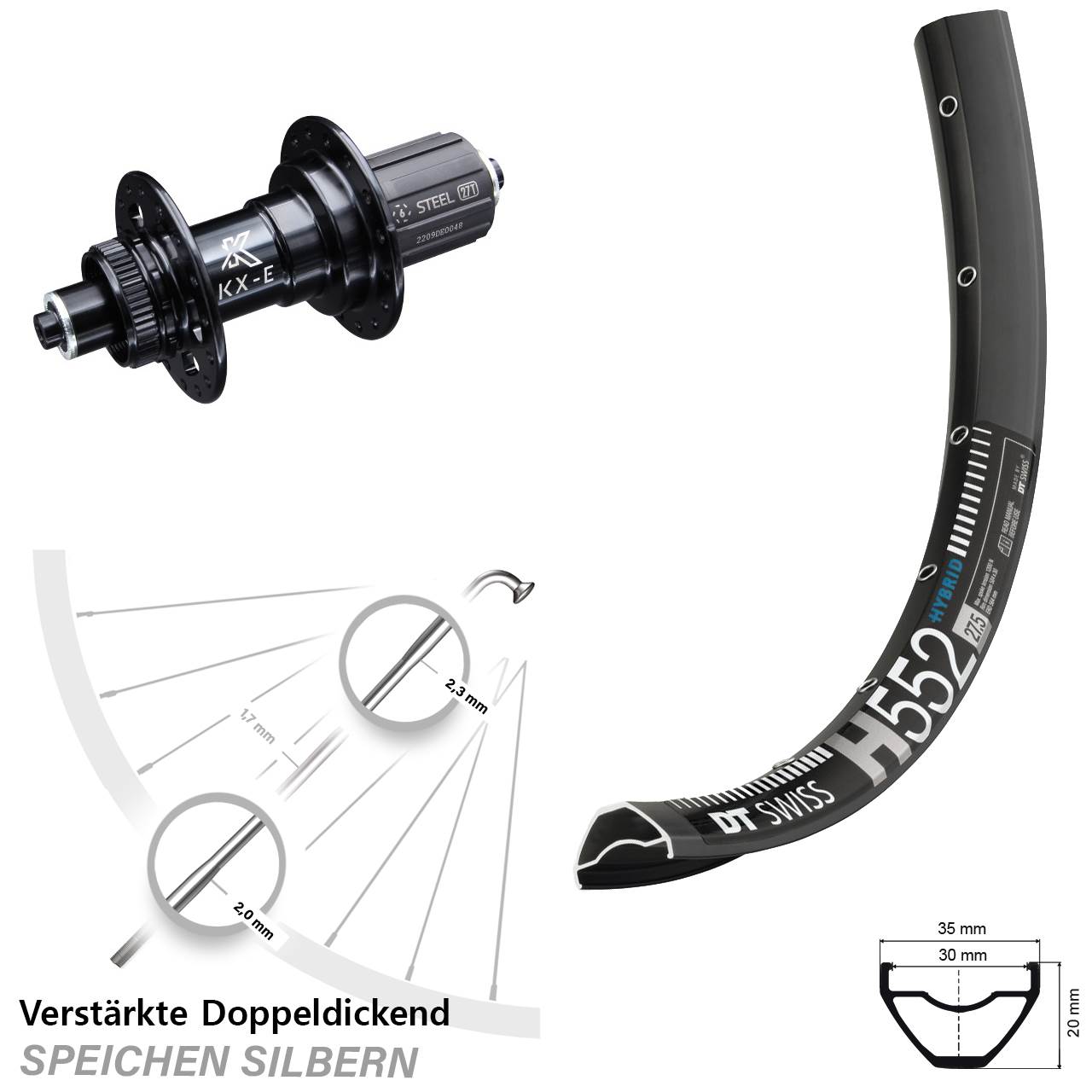 Disc Laufrad 29 Zoll DT Swiss H552 KX-E Heavy Duty 8-12 fach QR