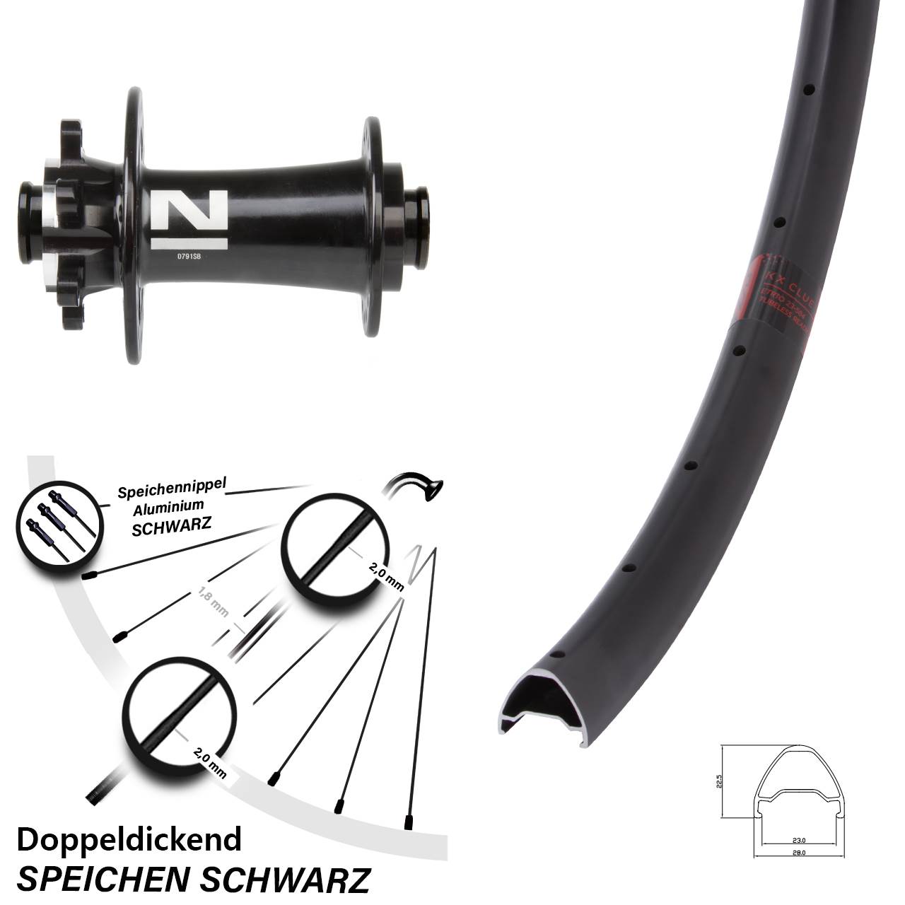Vorderrad 6-Loch 15x100 27,5 Zoll KX Clue Novatec D791