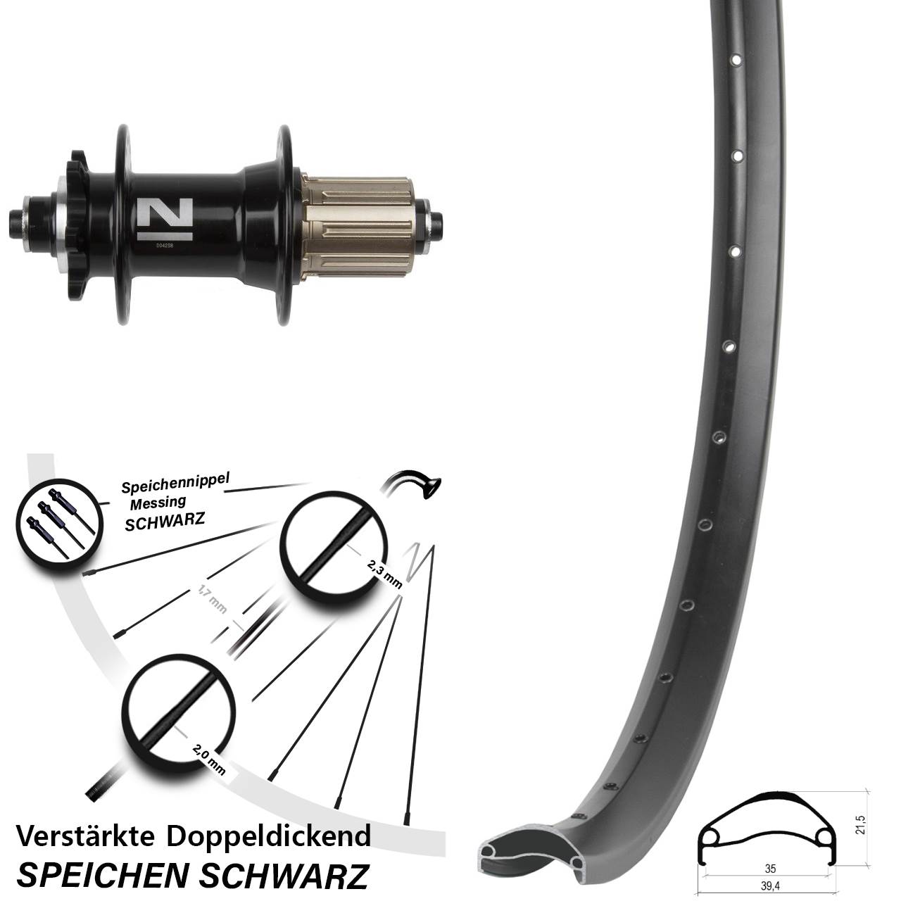 27,5 Zoll Ambrosio E35 Novatec D042 Disc Hinterrad QR 8-11 fach HG