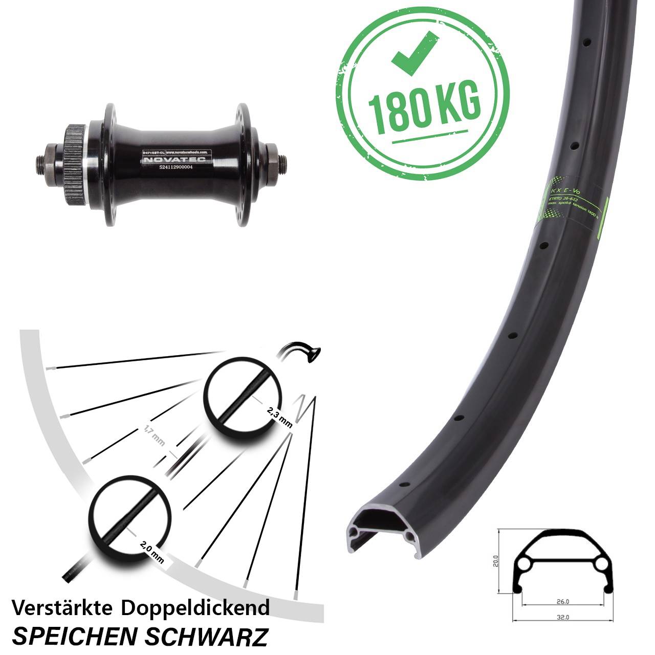 KX Evo Novatec D471 28 Zoll Vorderrad Centerlock