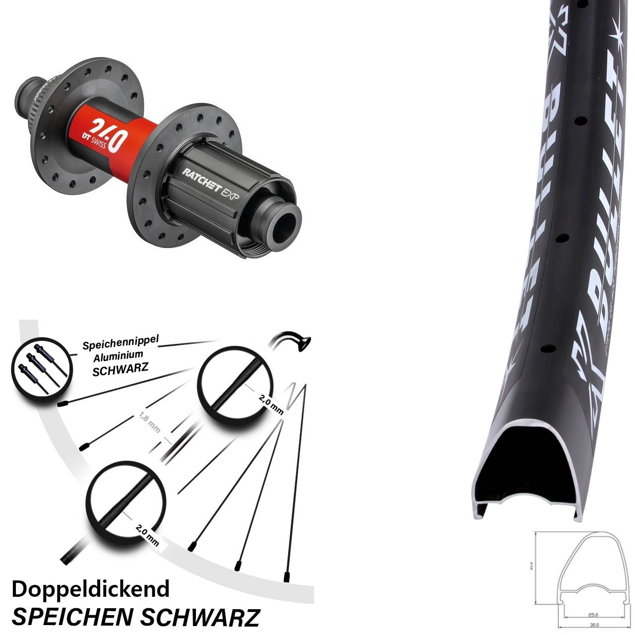28 Zoll KX Bullet DT Swiss 240 Hinterrad 11-12 fach 12x142 Centerlock