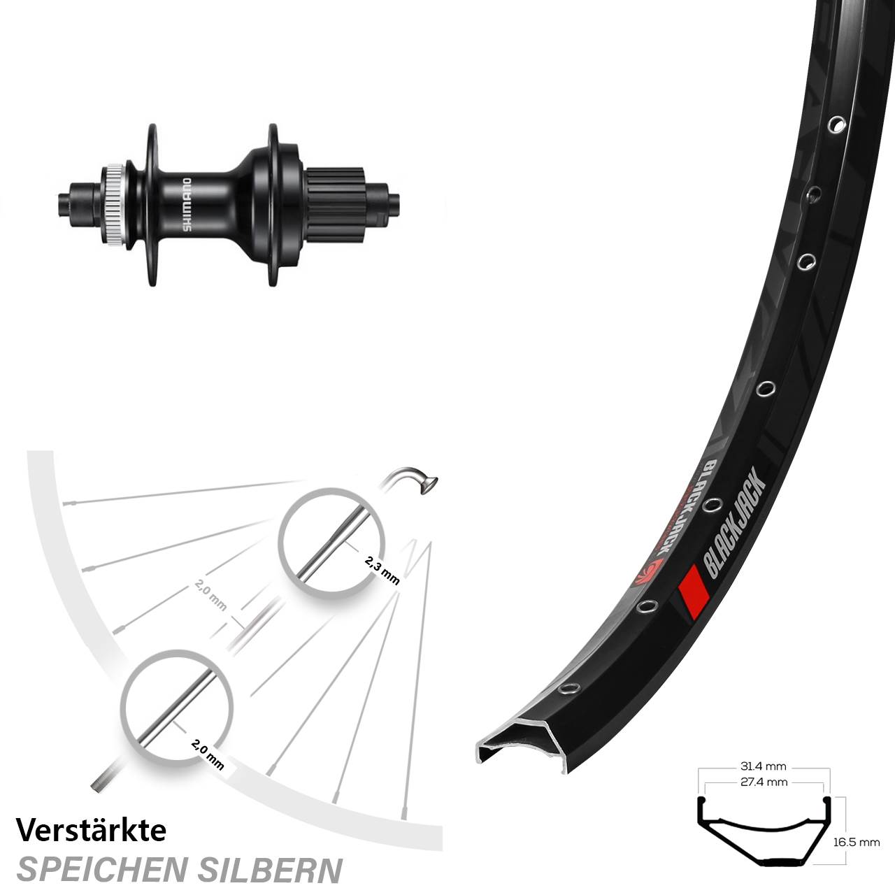 Rodi Ready 27 Shimano MT500 27,5 Zoll Disc Hinterrad QR Micro Spline