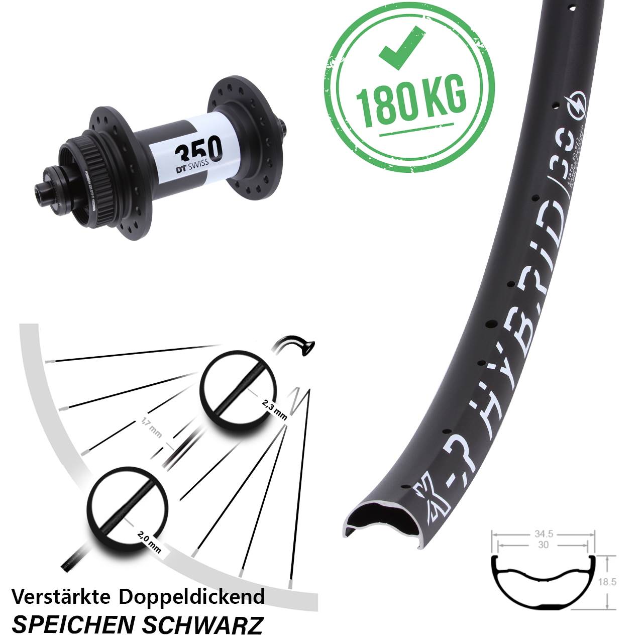 Centerlock Vorderrad QR 29 Zoll KX-R Hybrid 30 DT Swiss 350