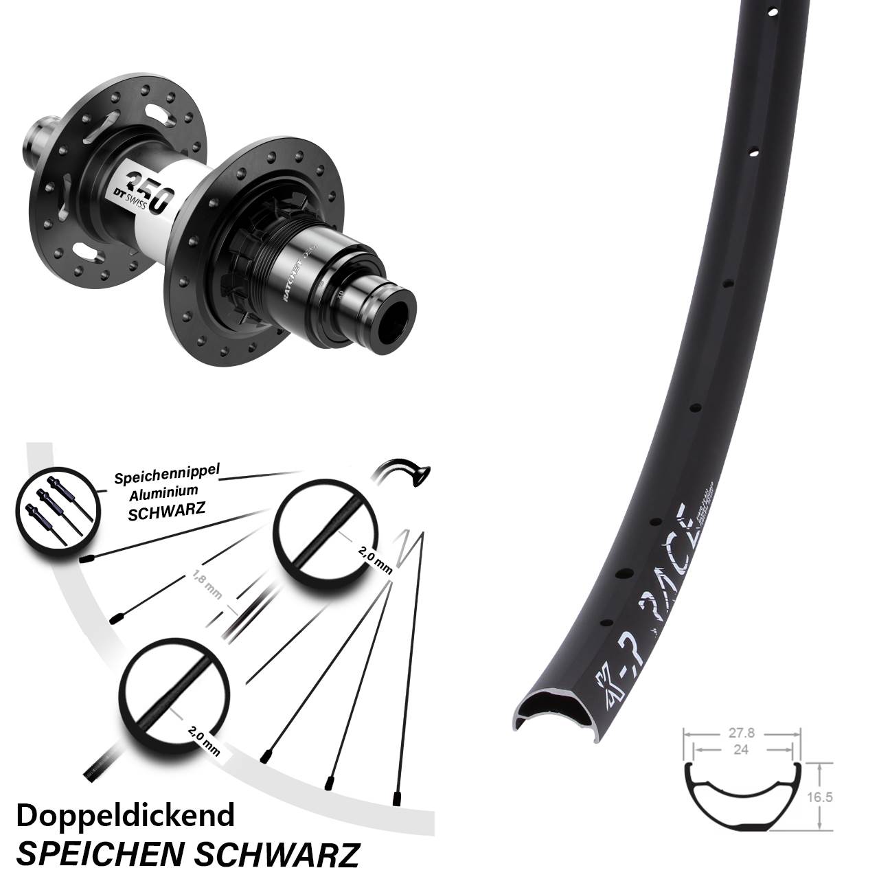 Disc Hinterrad 29 Zoll KX-R Race DT Swiss 350 DEG72 XD 11-12 fach 12x148