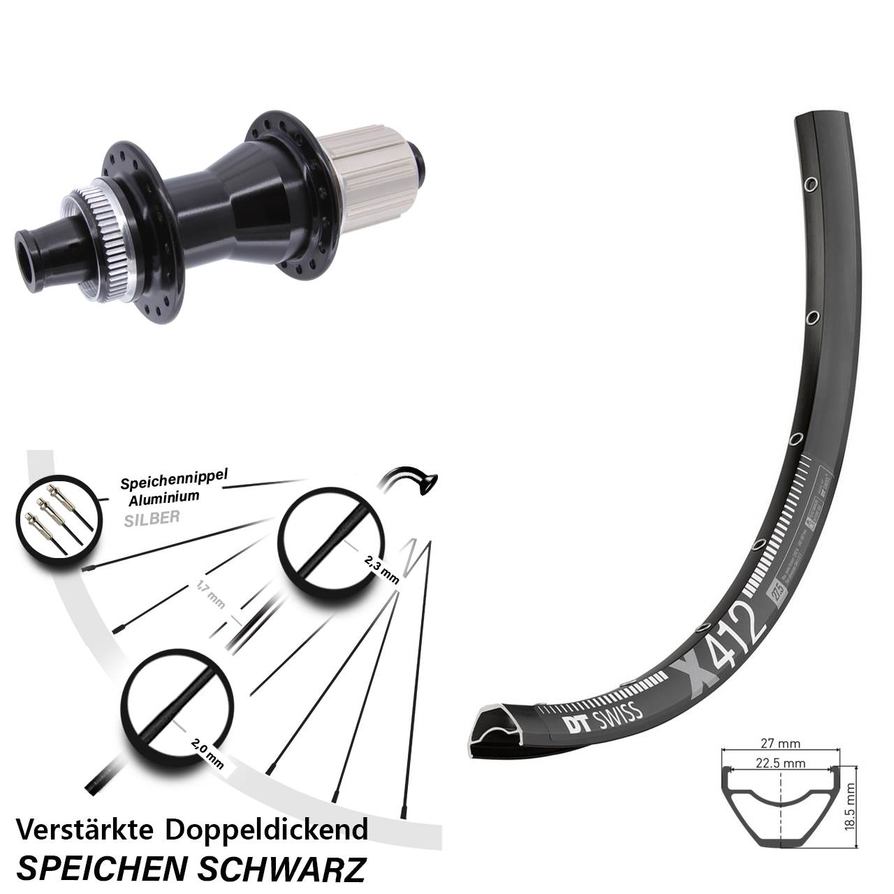 DT Swiss X412 Novatec CL-142 29 Zoll Hinterrad Centerlock 12x142 8-12 fach HG