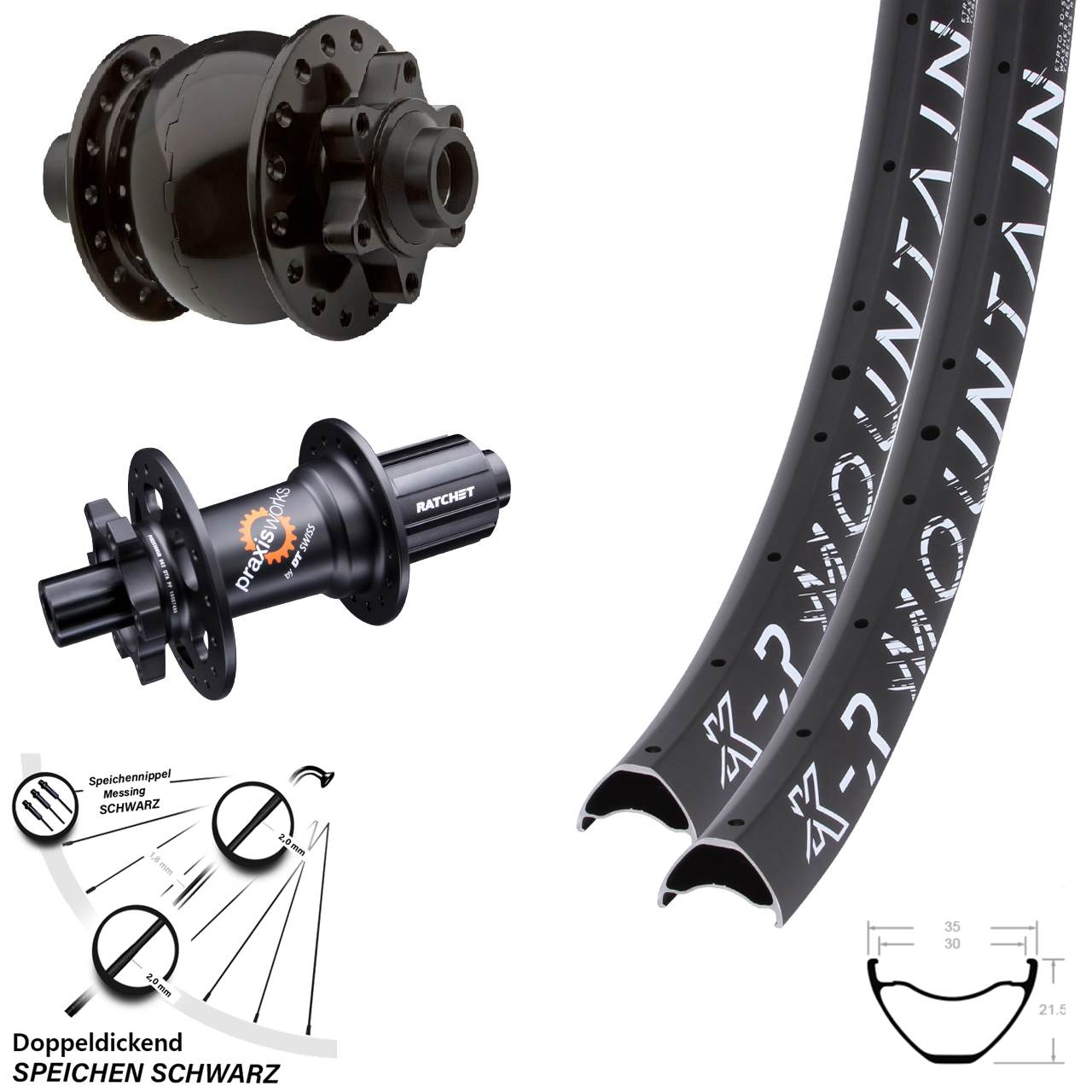 Laufradsatz 29 Zoll KX-R Mountain 6-Loch 15x100/12x142 DT Swiss 350 SL SON 28 HG