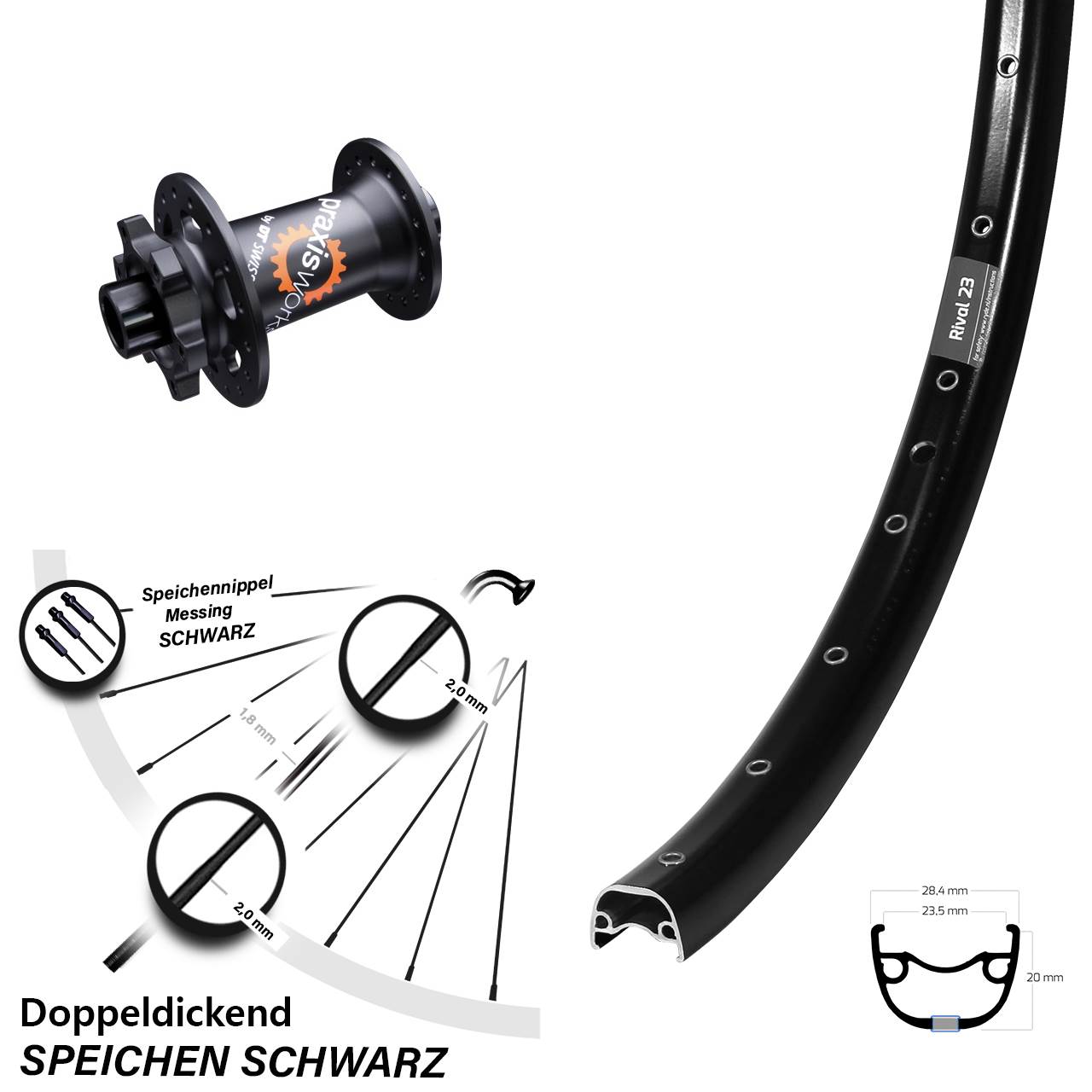 Ryde Rival 23 DT Swiss 350 650B 6-Loch Vorderrad 15x100
